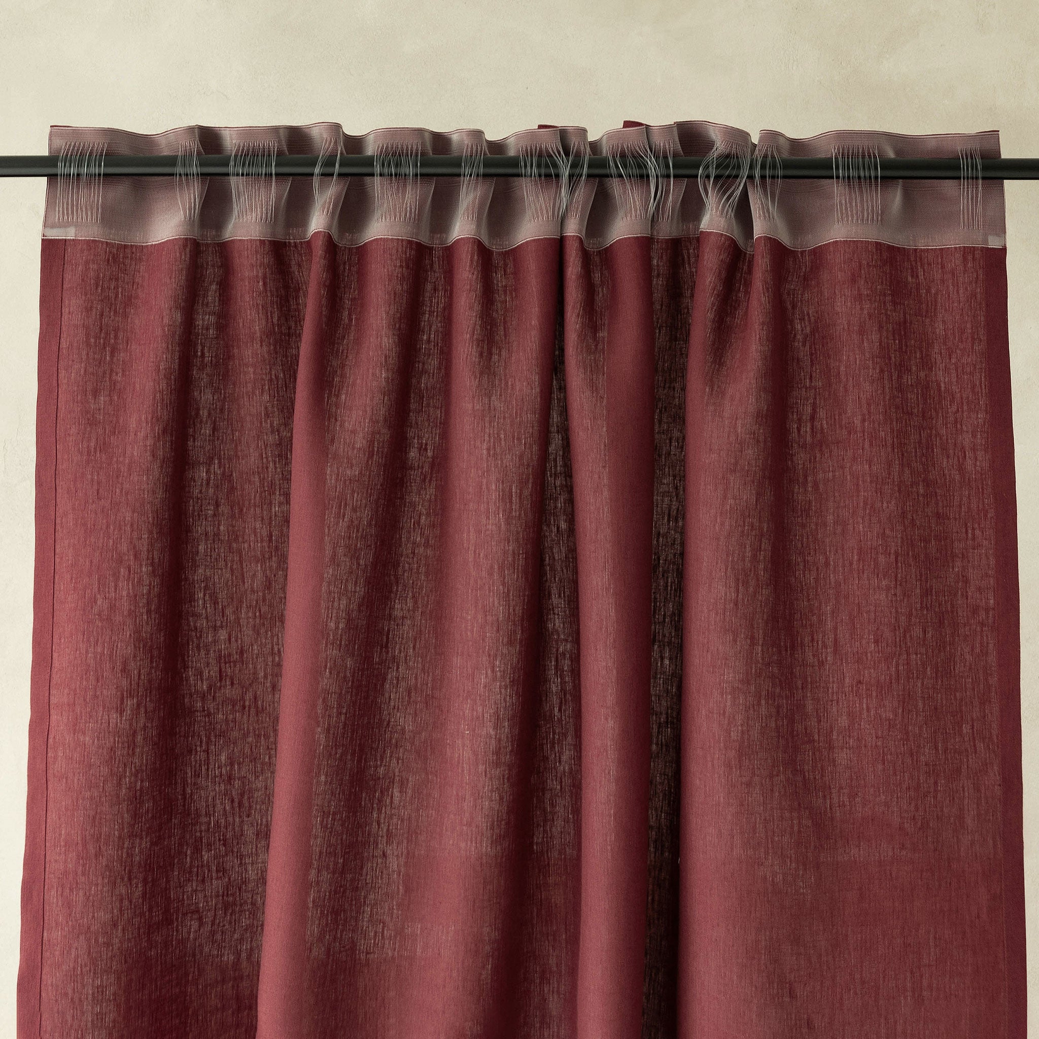 Linen curtain with back tab tape
