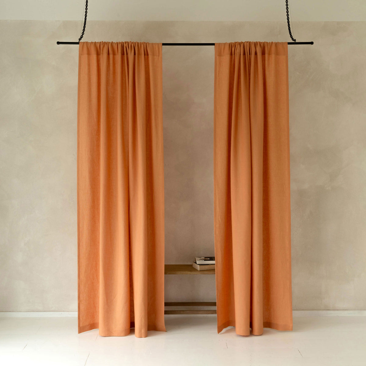 Linen curtain panel with rod pocket