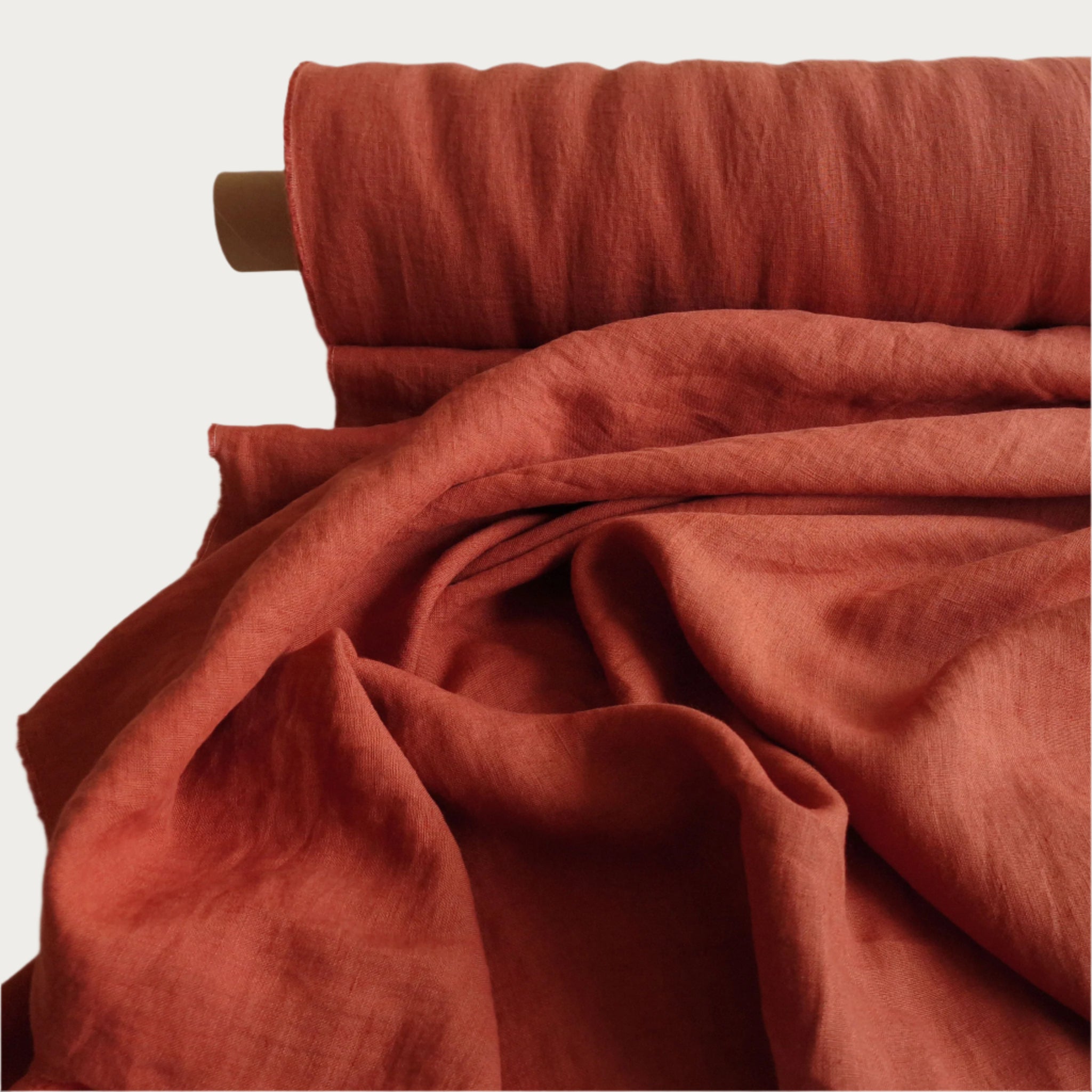 Linen fabric Burnt orange
