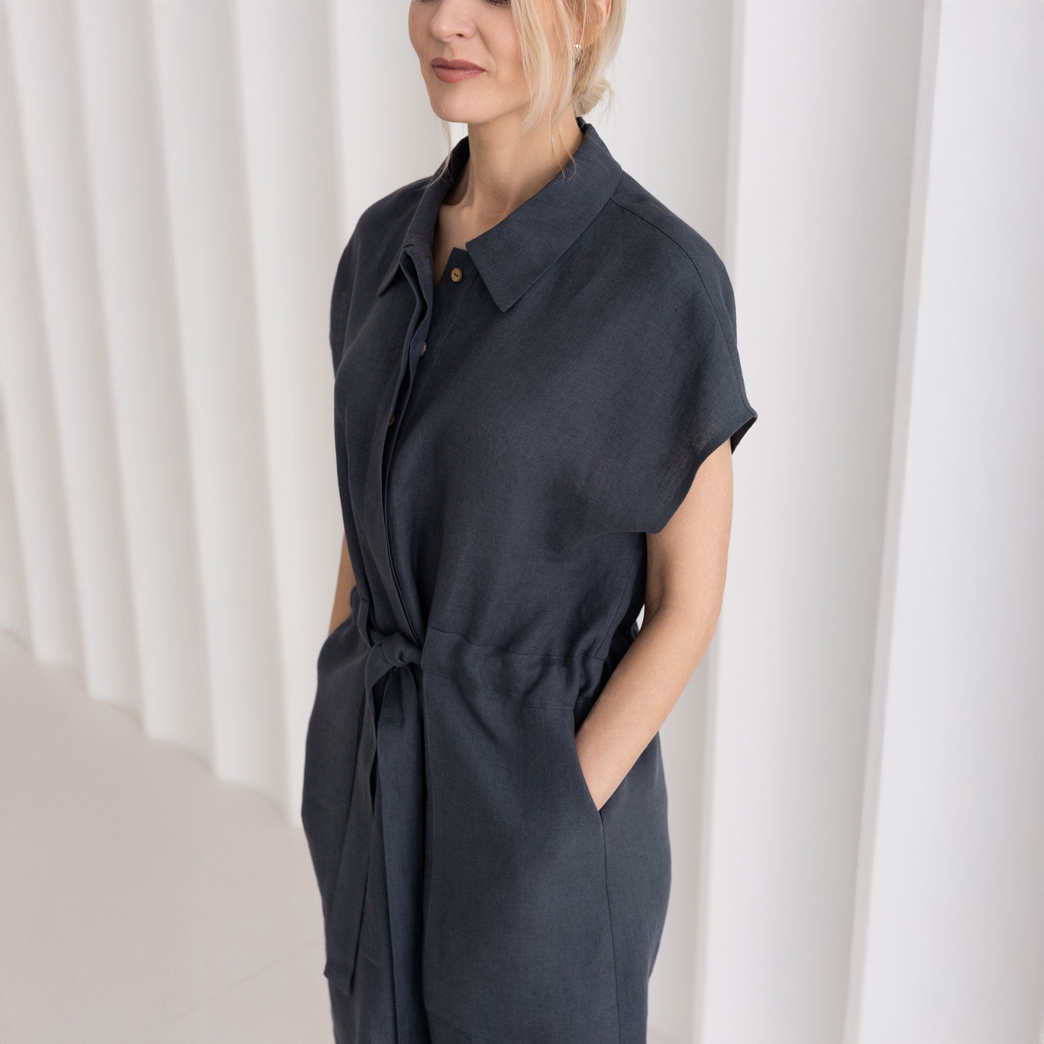 Linen shirt dress