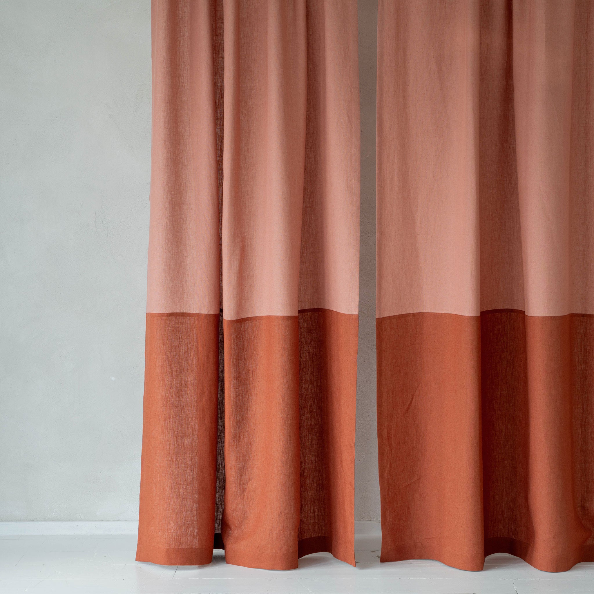 Color block curtain - Marsala & Burnt orange
