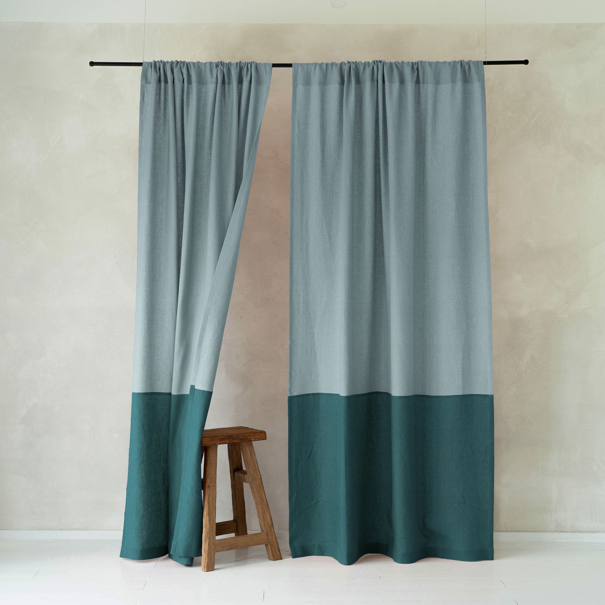 Color block curtain - Ice mint & Peacock green