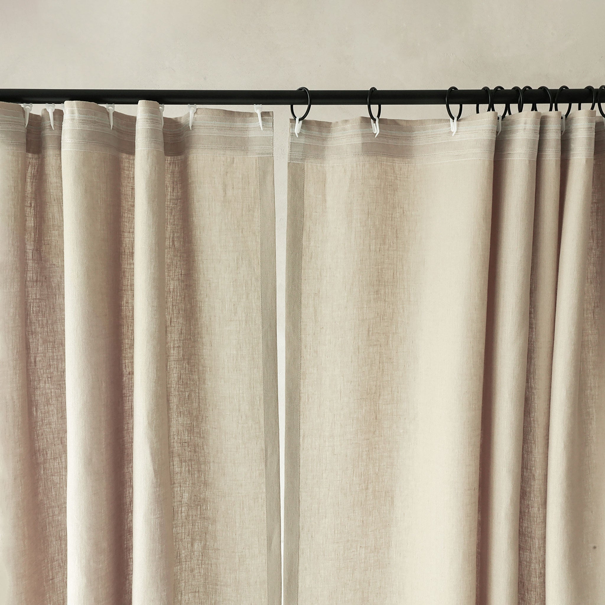 Custom linen curtain panel with tape top