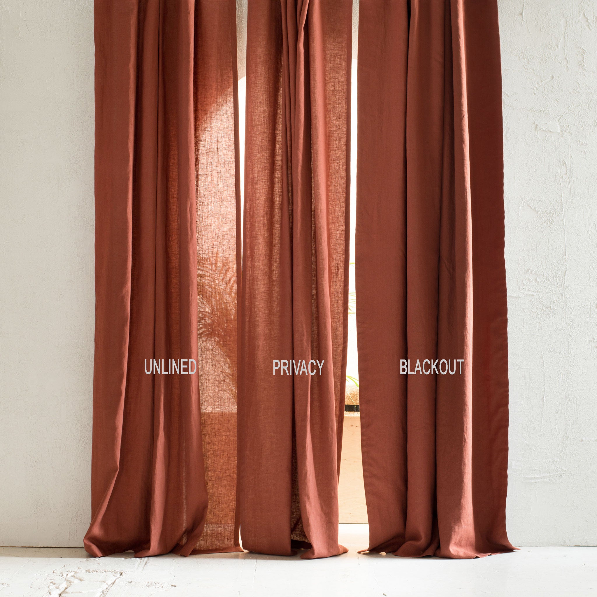 Linen curtain panel with rod pocket