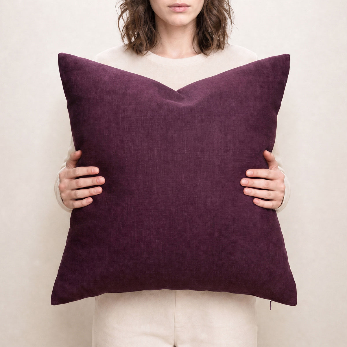 Deep burgundy linen pillow cover