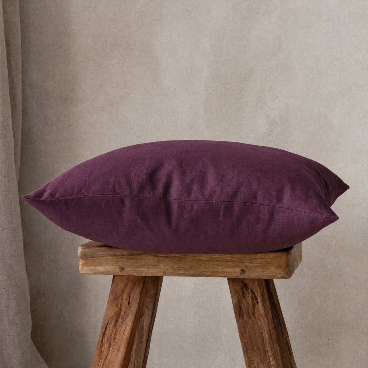 Deep burgundy linen pillow cover