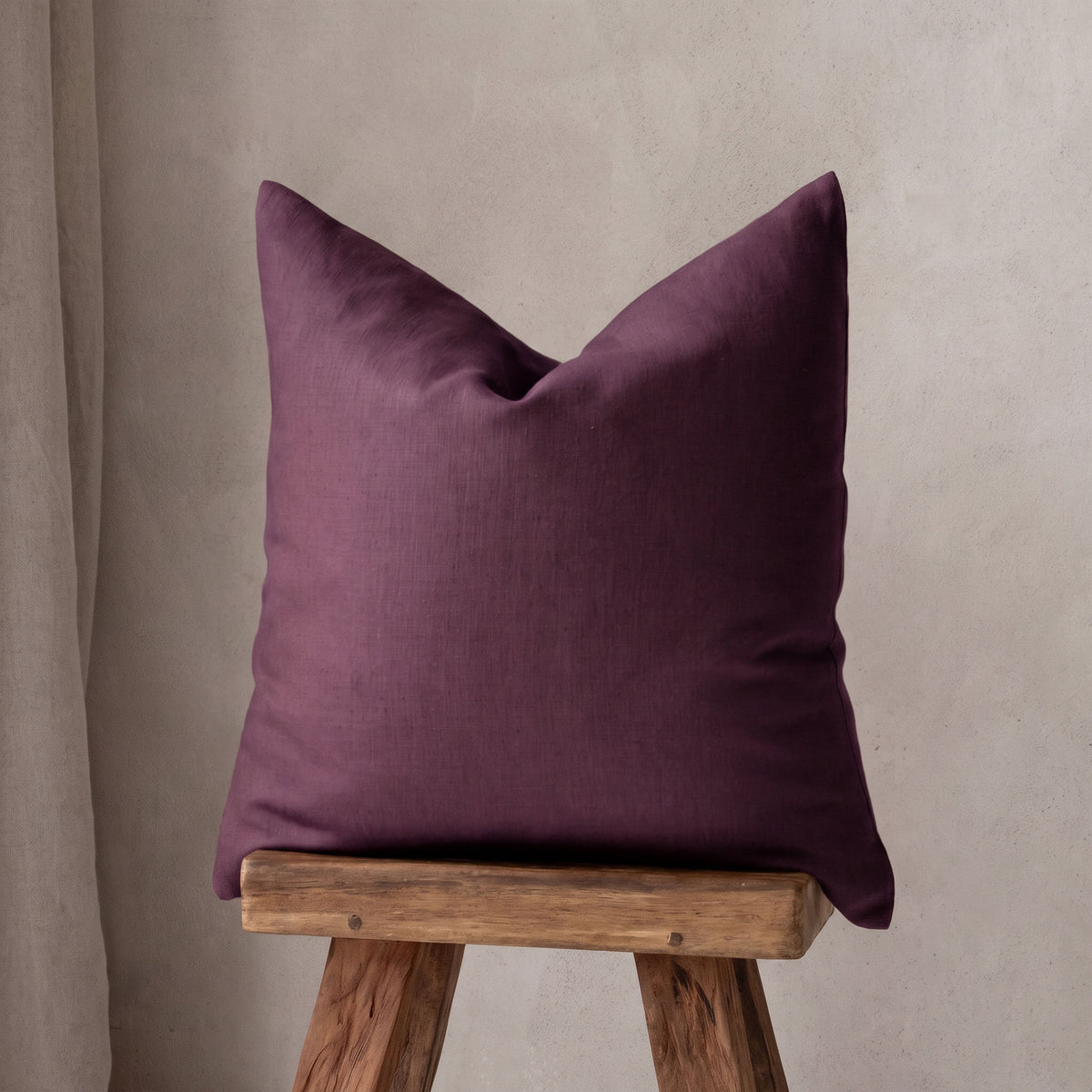 Deep burgundy linen pillow cover