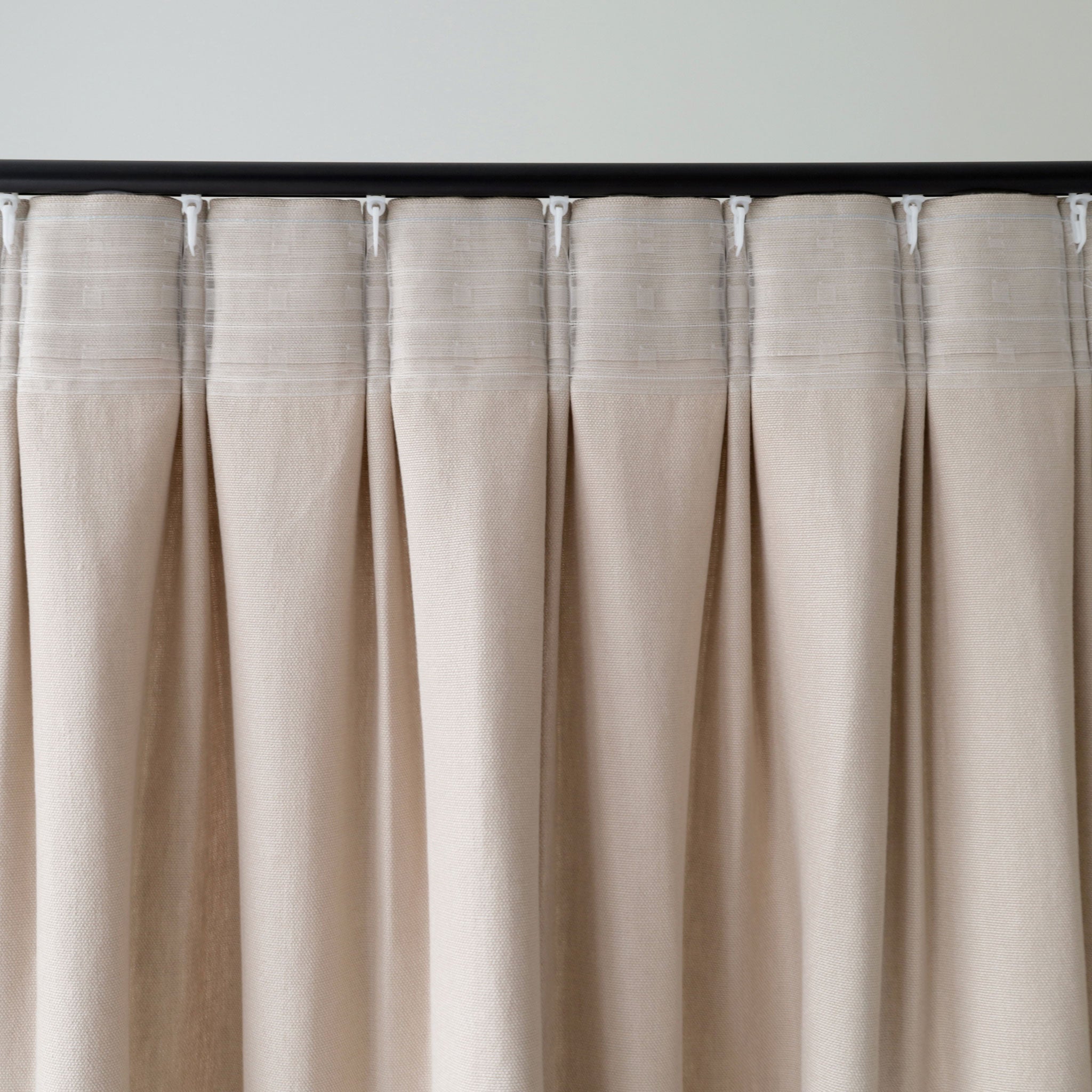 Heavy linen double pleat curtain panel