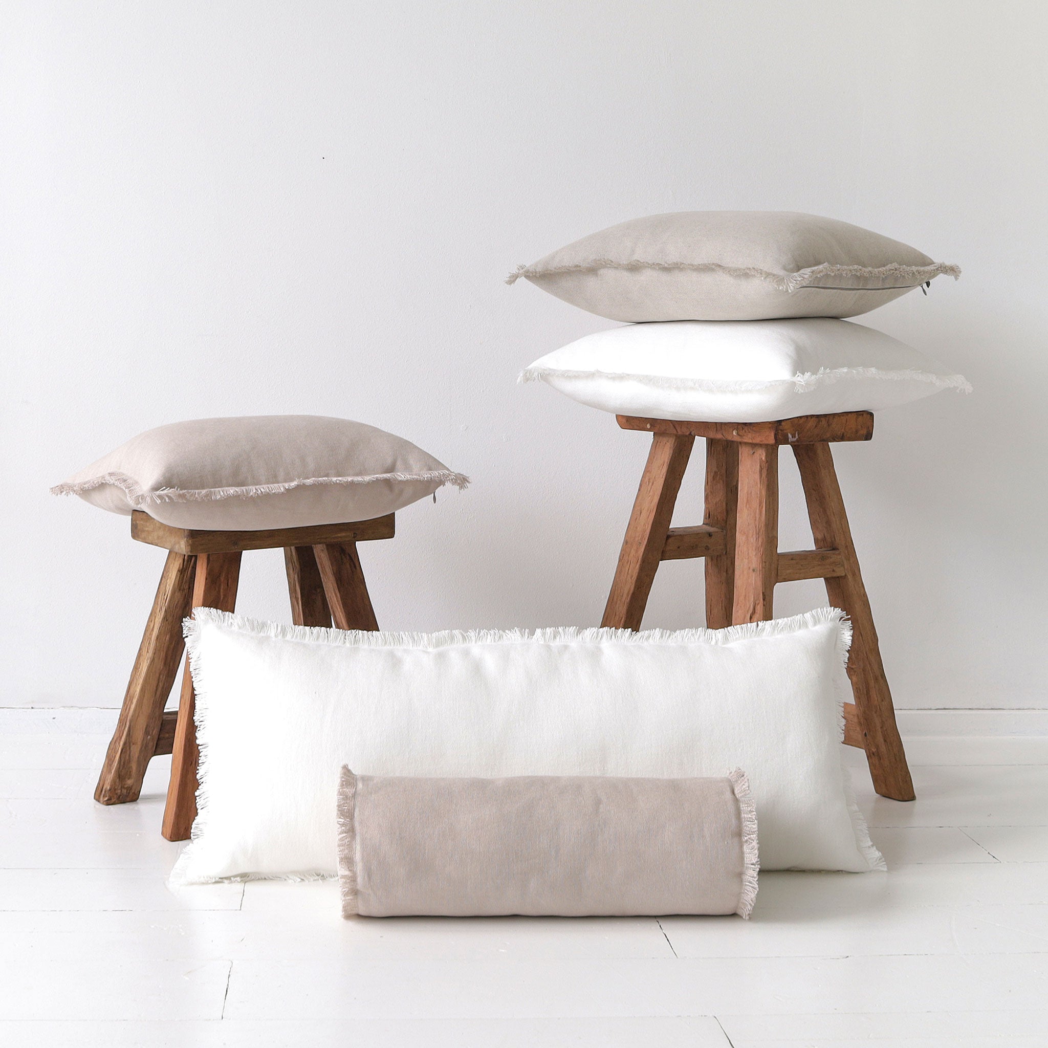 Heavy linen fringe pillow cover