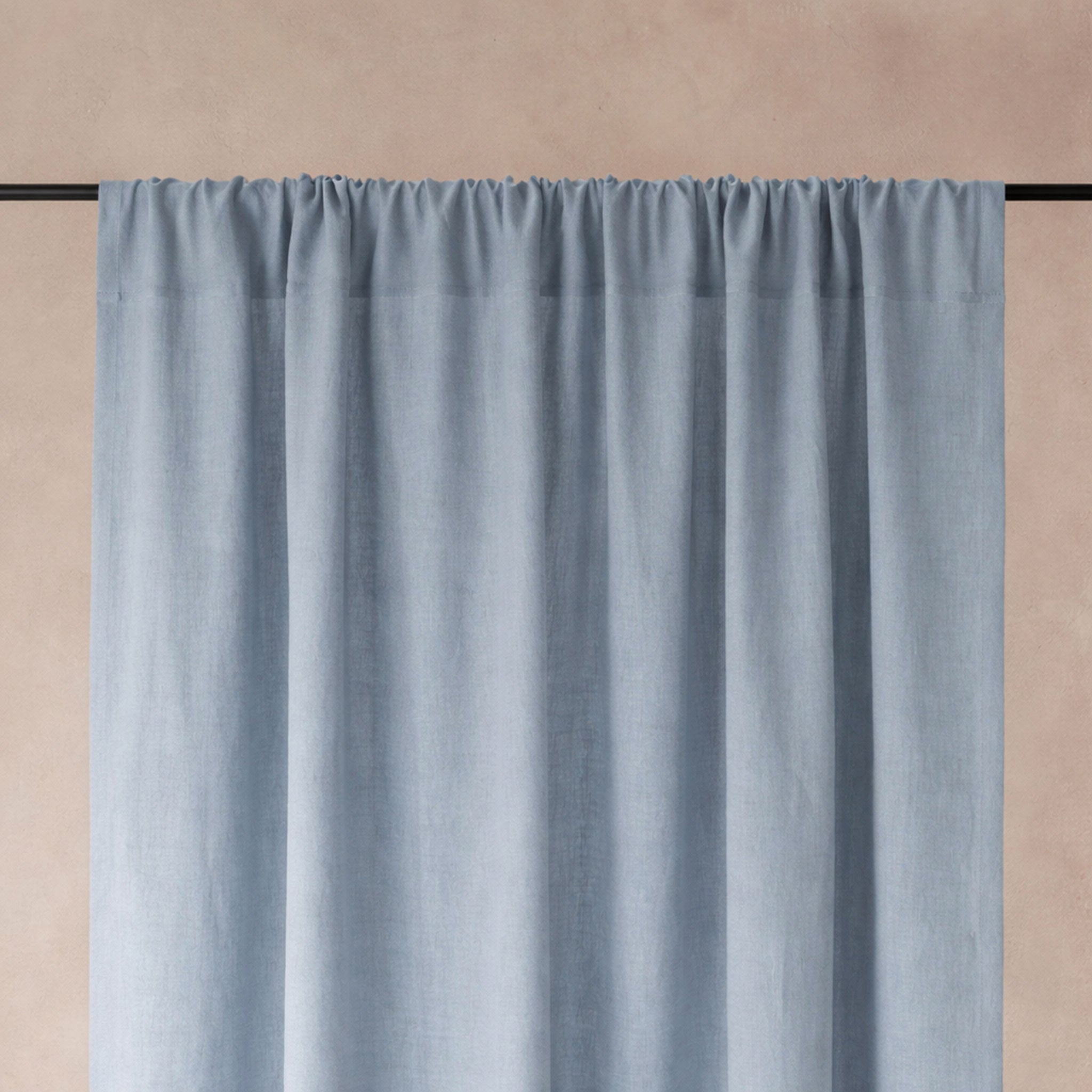Linen curtain panel with rod pocket