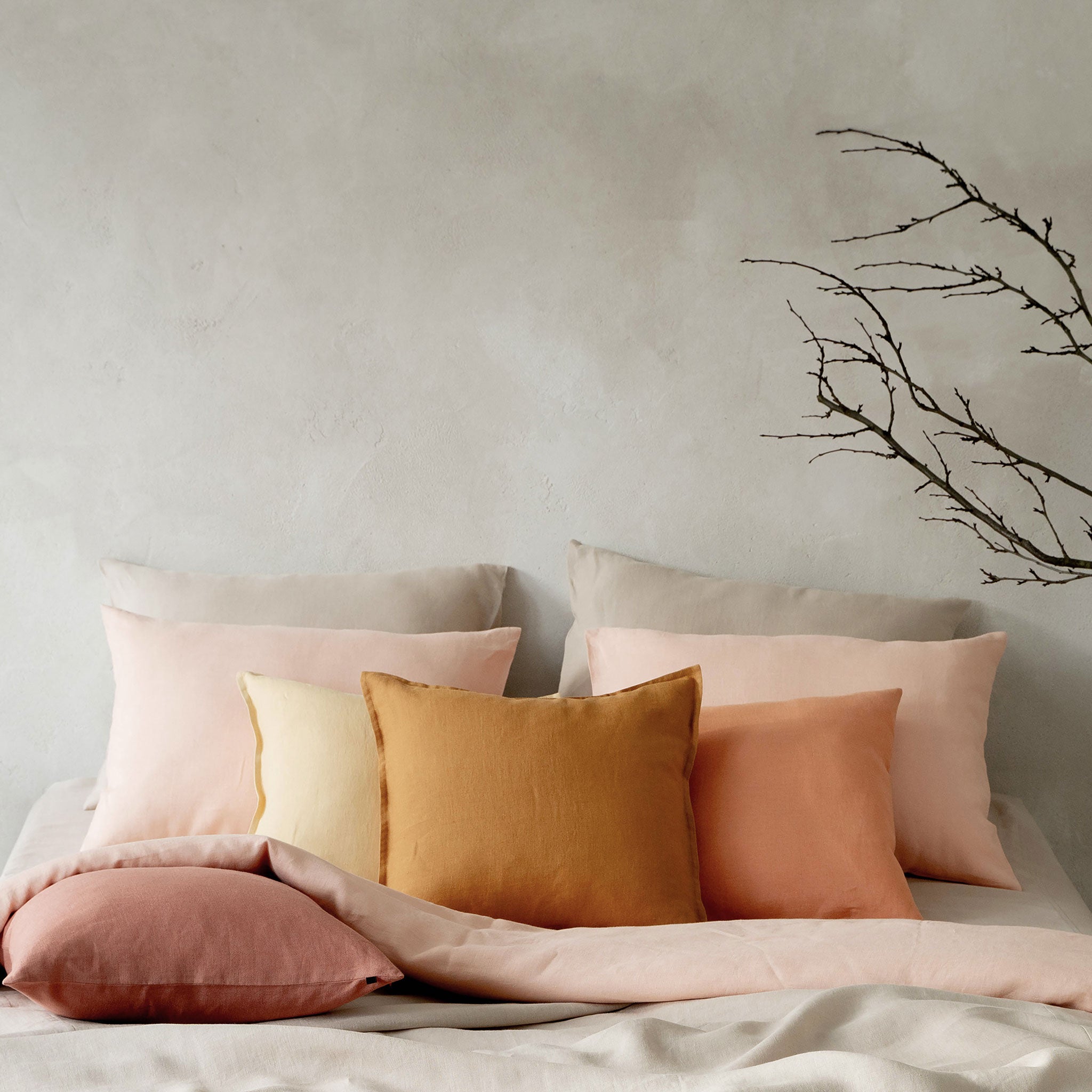 Linen pillow cover Yellow ochre