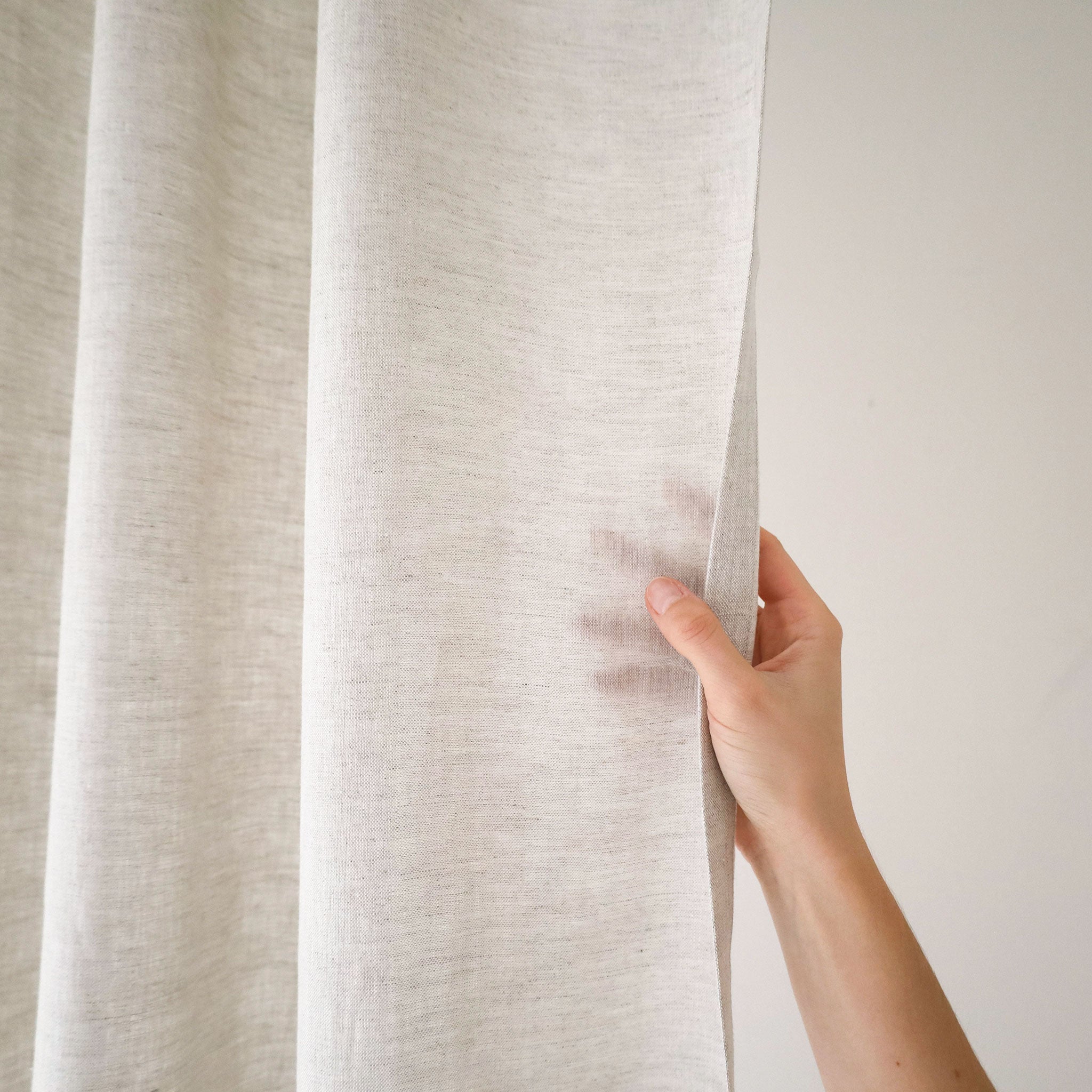 Linen curtain panel with back tabs