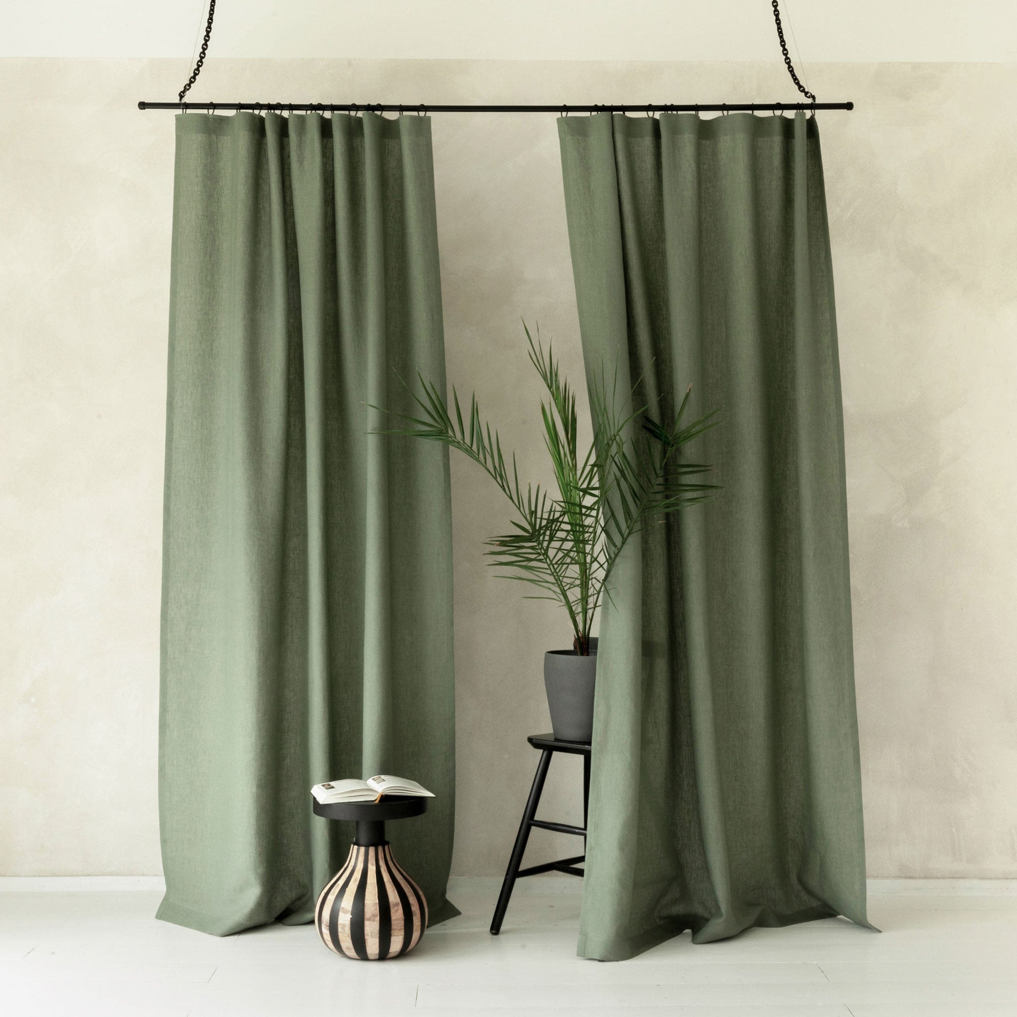 Linen curtain panel with tape top