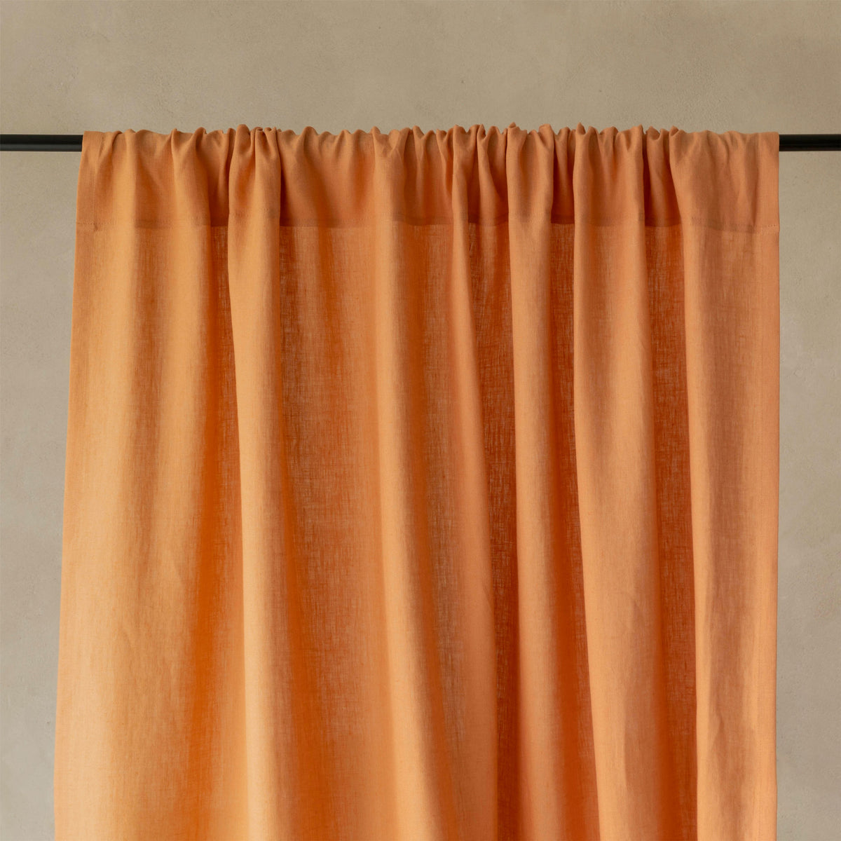 Linen curtain panel with rod pocket