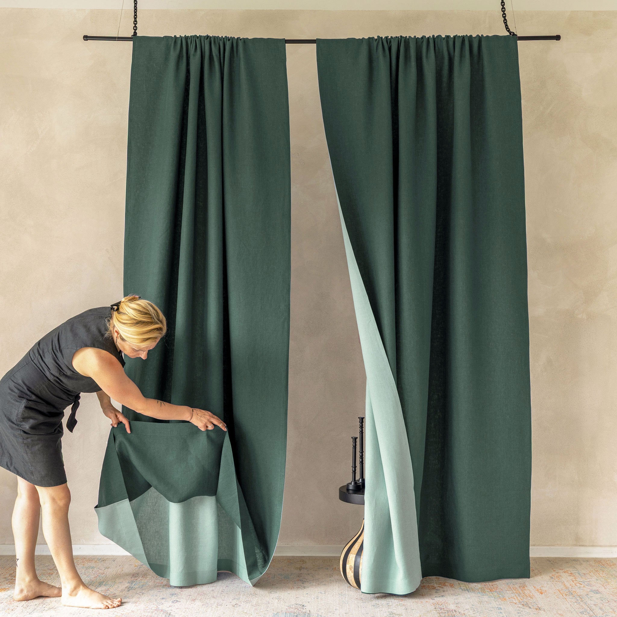 Linen Room Divider Curtain with Rod Pocket