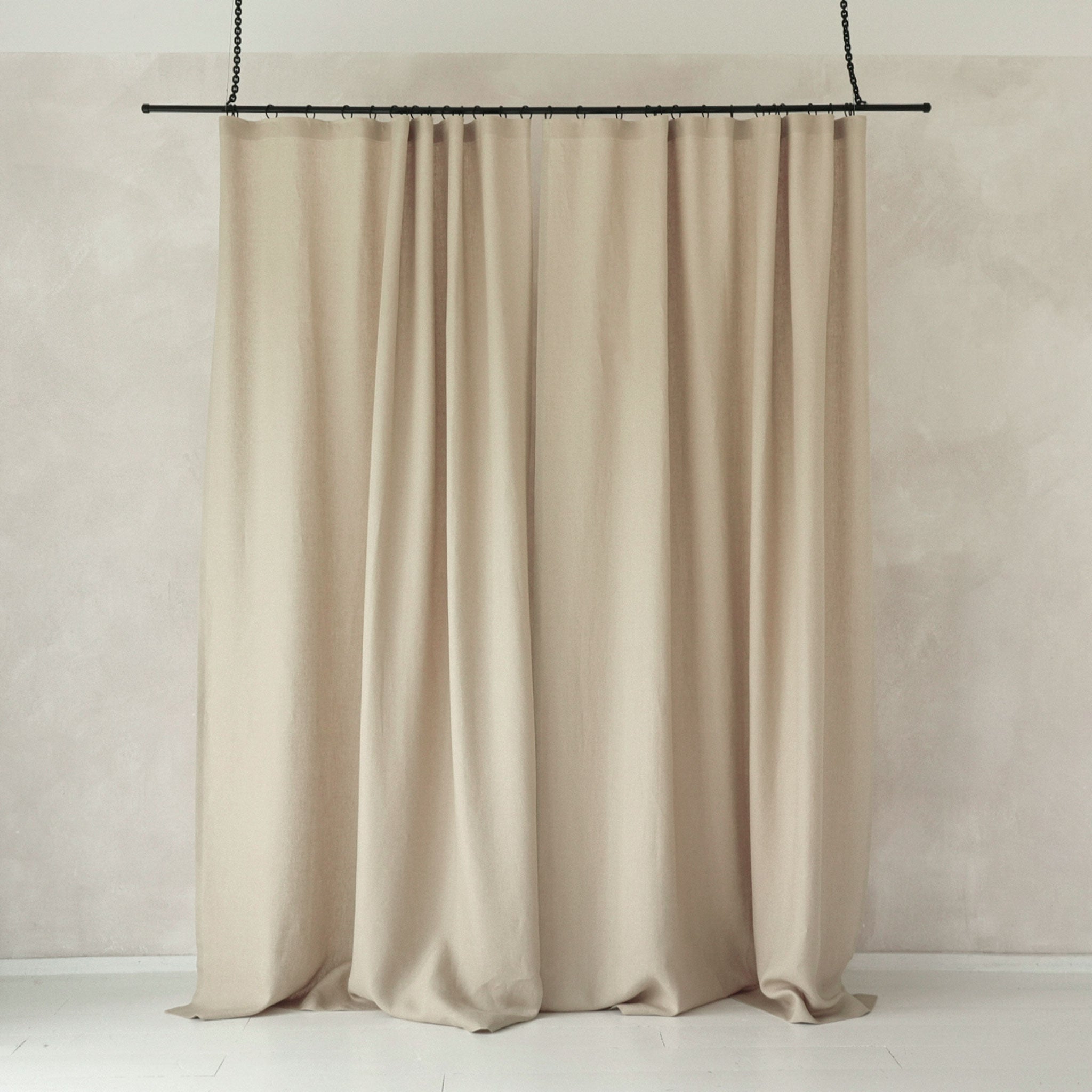 Linen curtain panel with tape top