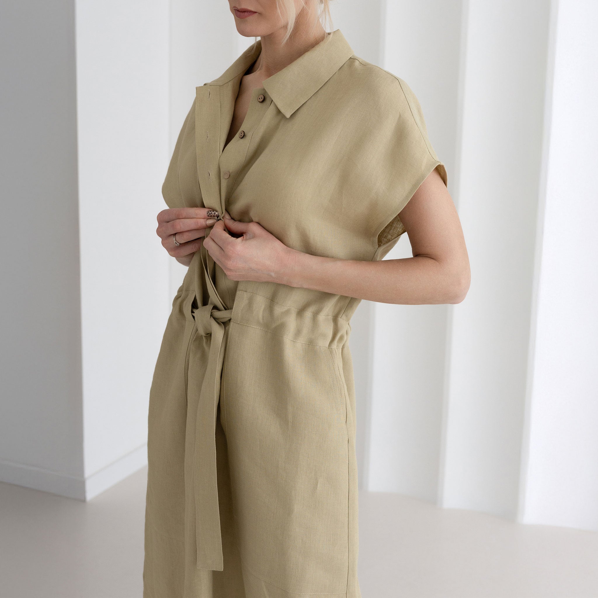 Linen shirt dress