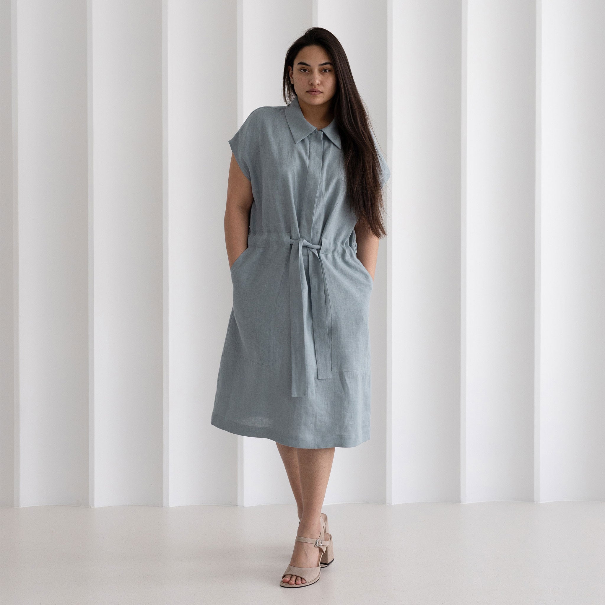 Linen shirt dress