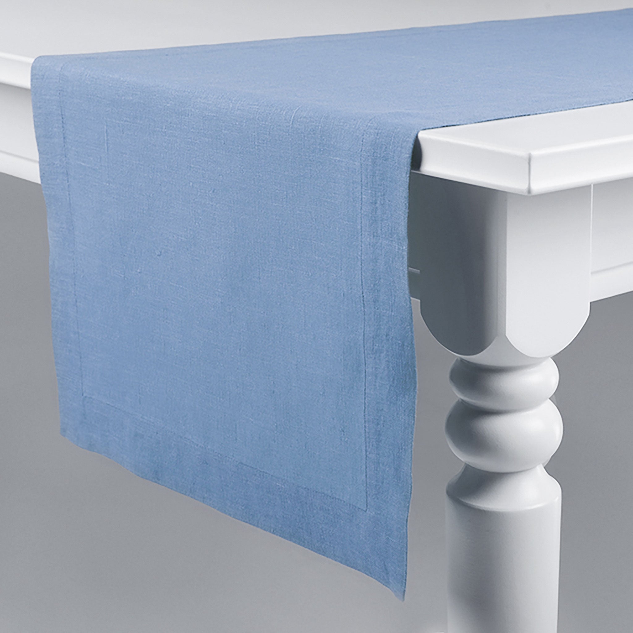 Linen table runner Blue mist
