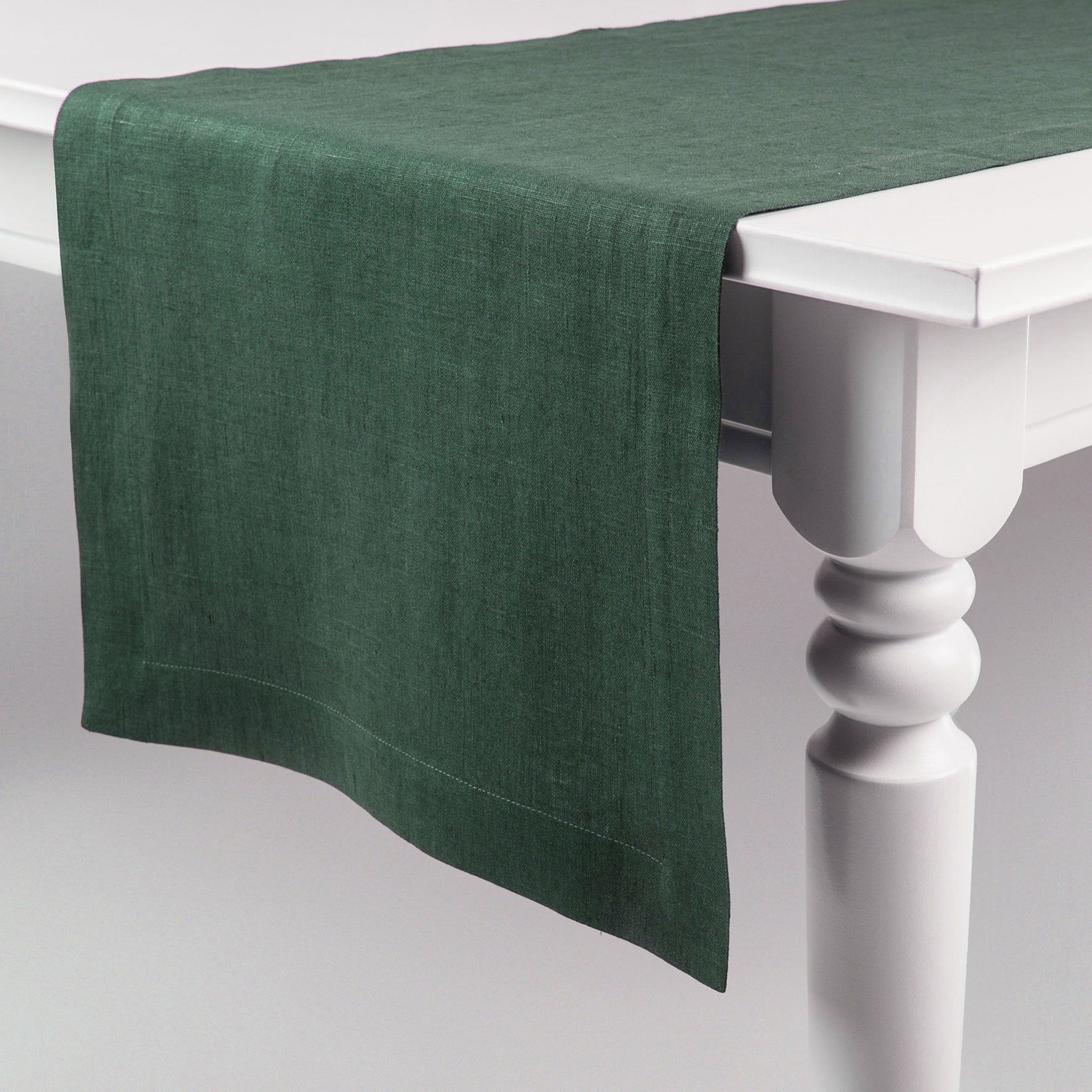 Linen table runner Forest green