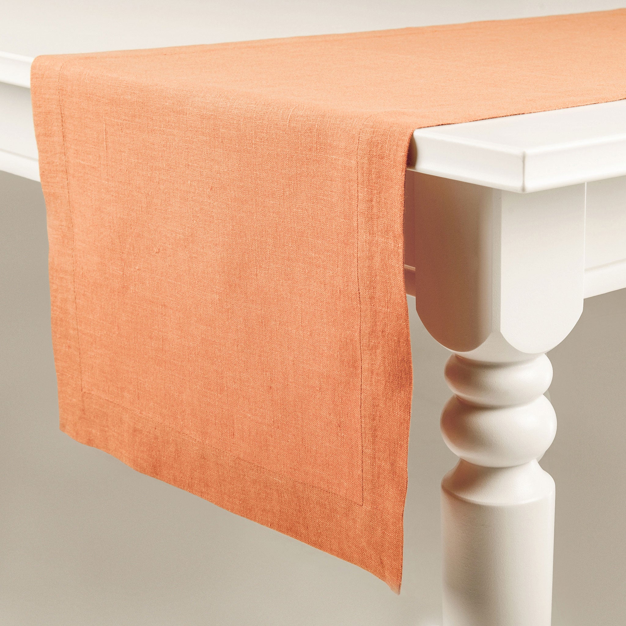 Linen table runner Peach clay