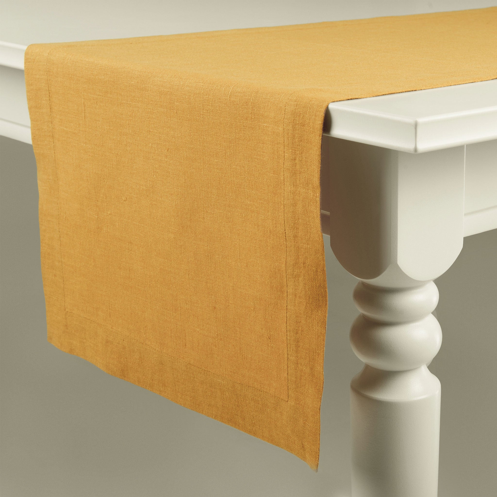 Linen table runner Yellow ochre