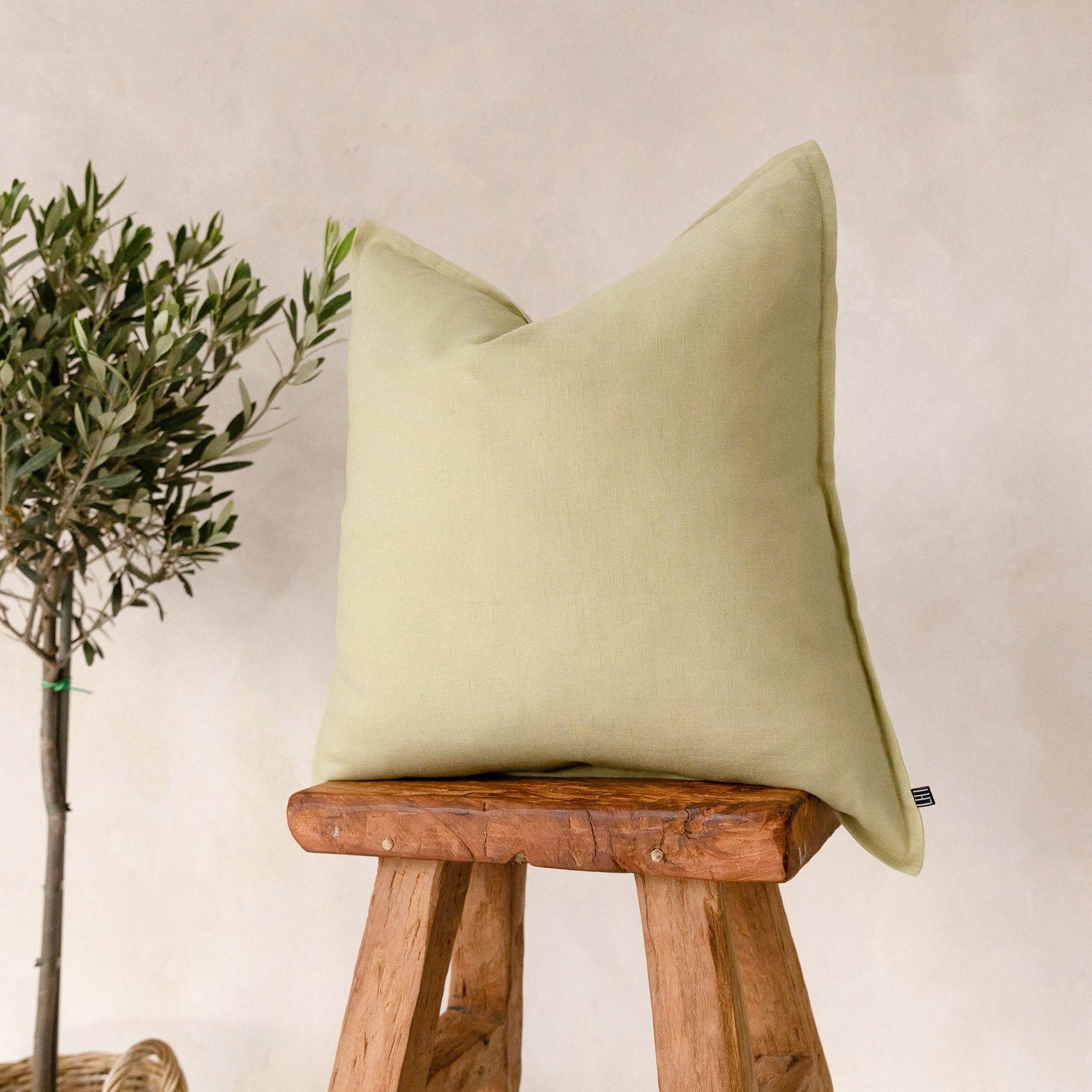 Linen pillow cover Pale olive