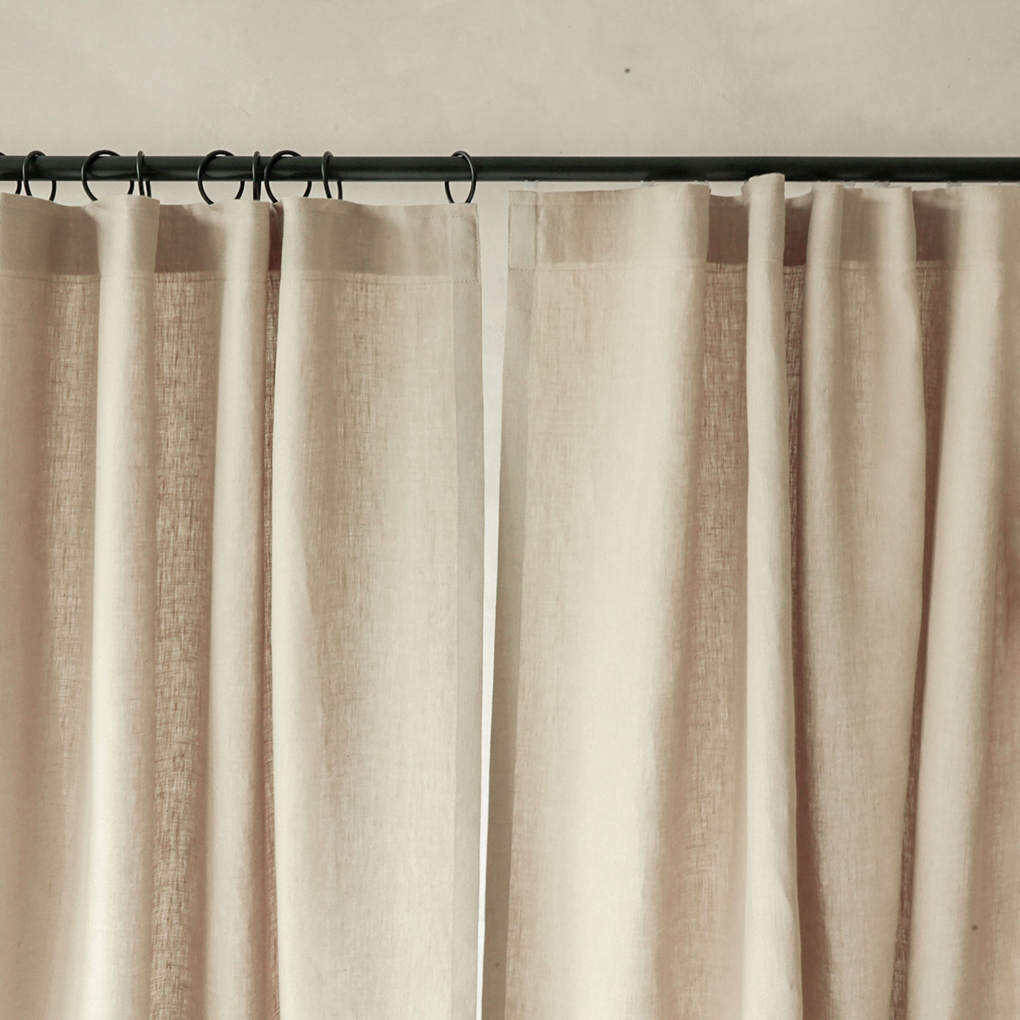 Custom linen curtain panel with tape top