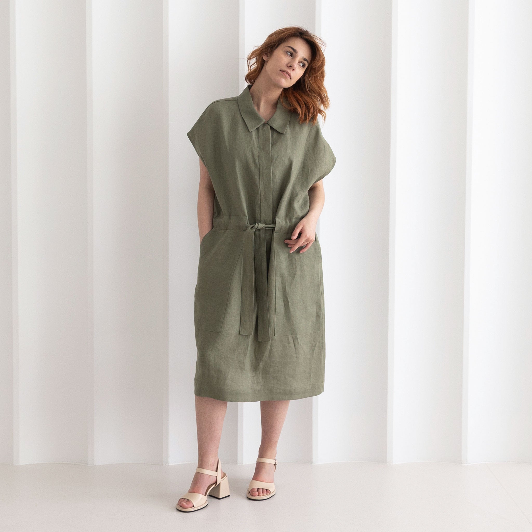 Linen shirt dress