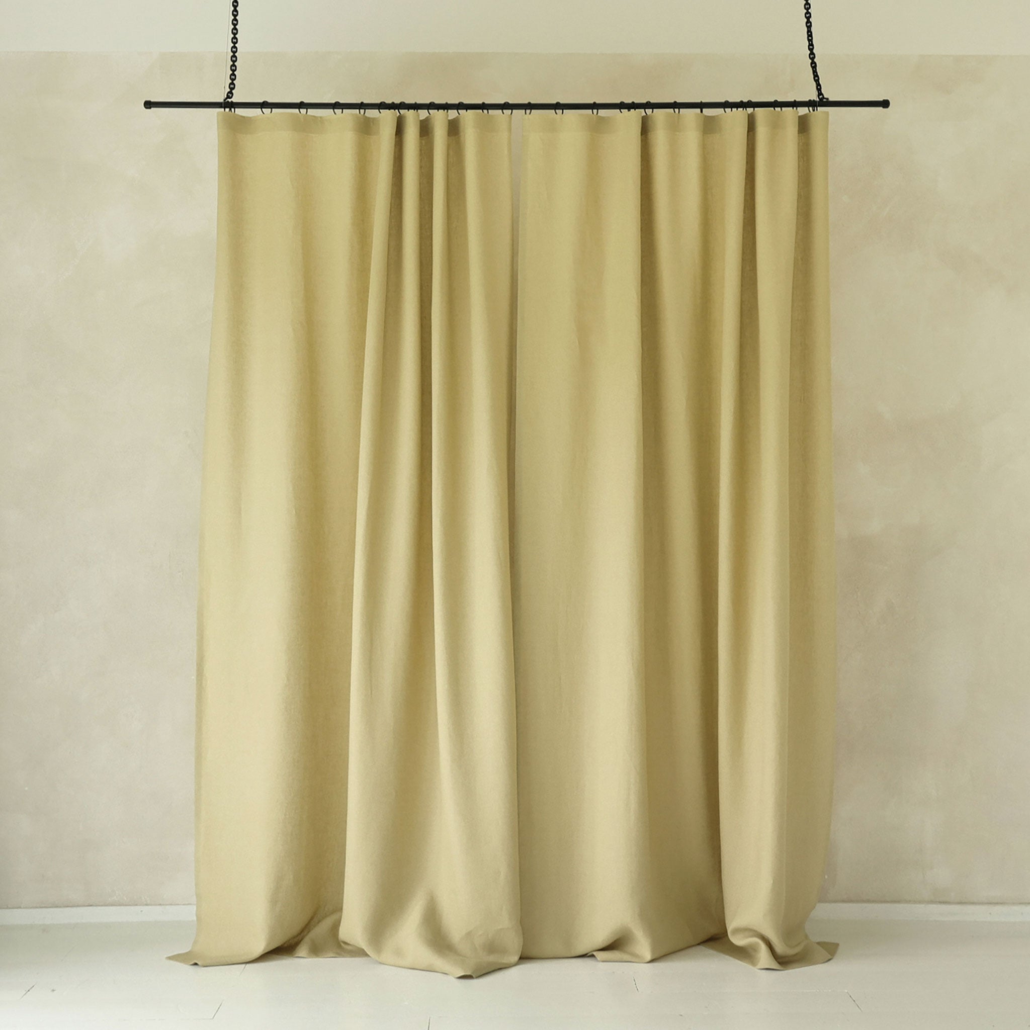 Natural linen curtain panel with tape