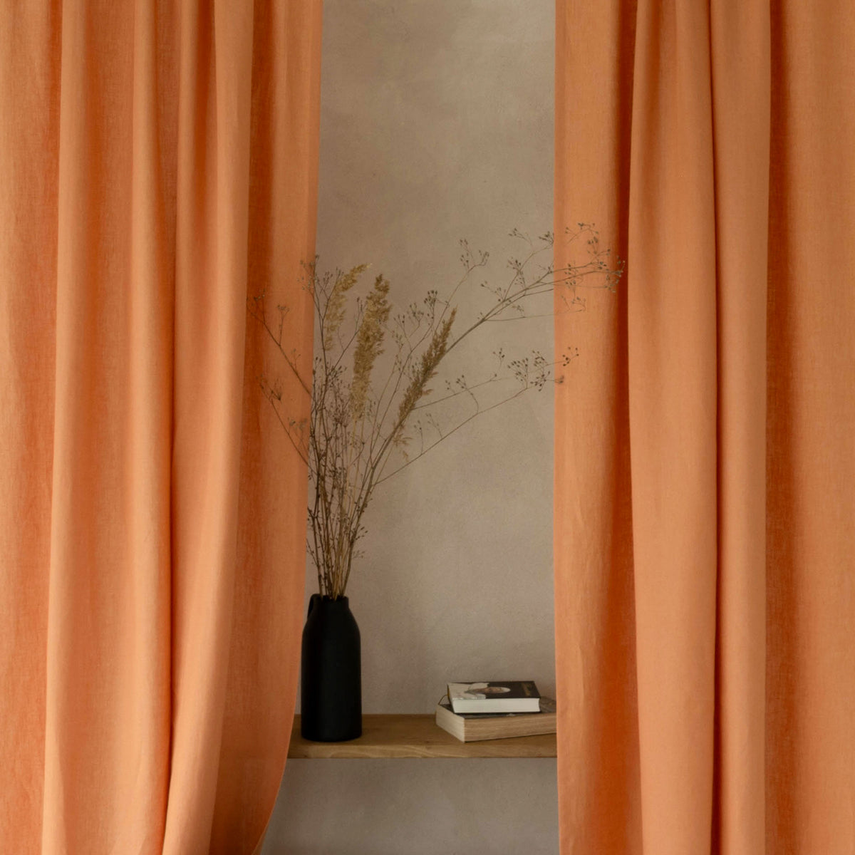 Linen curtain panel with rod pocket