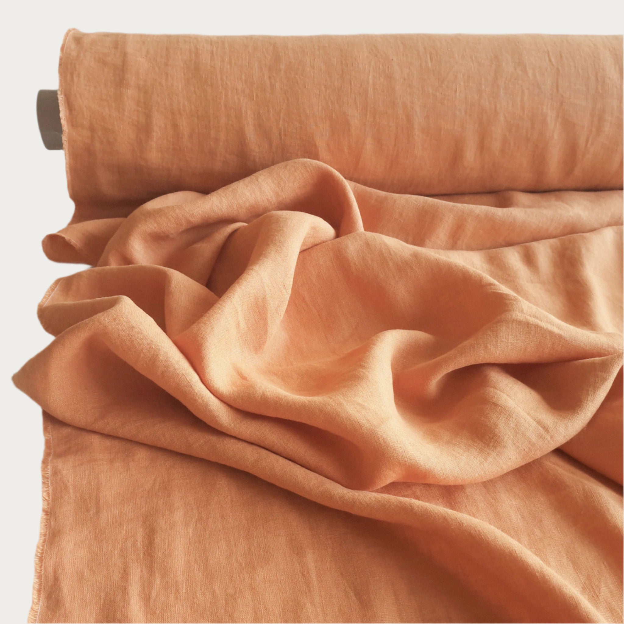Linen fabric Peach clay