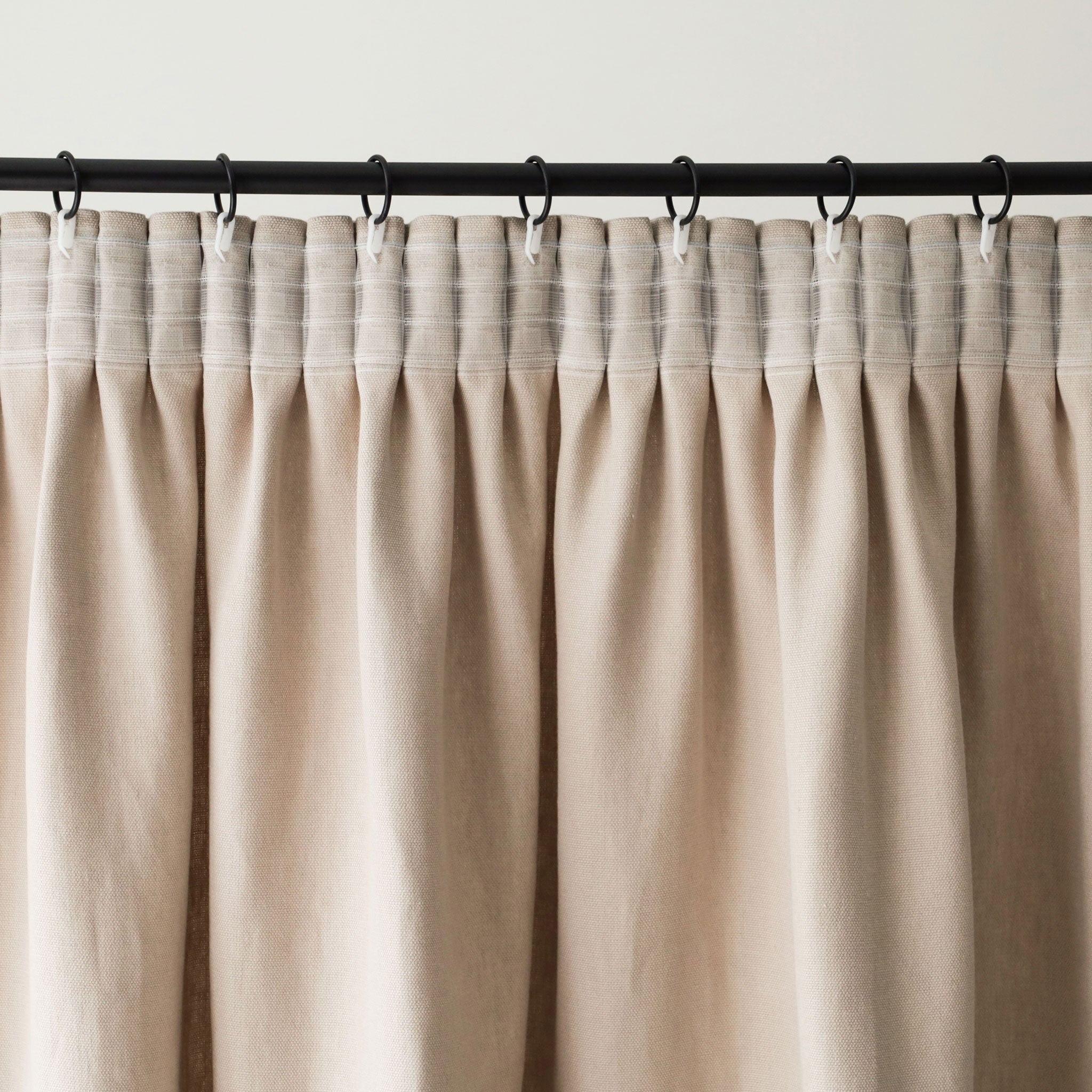 Heavy linen pencil pleat curtain panel