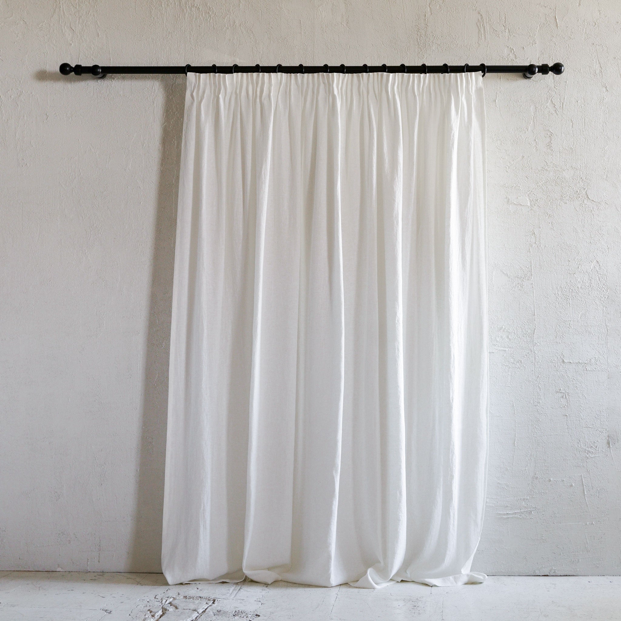 Pencil pleat linen curtain panel