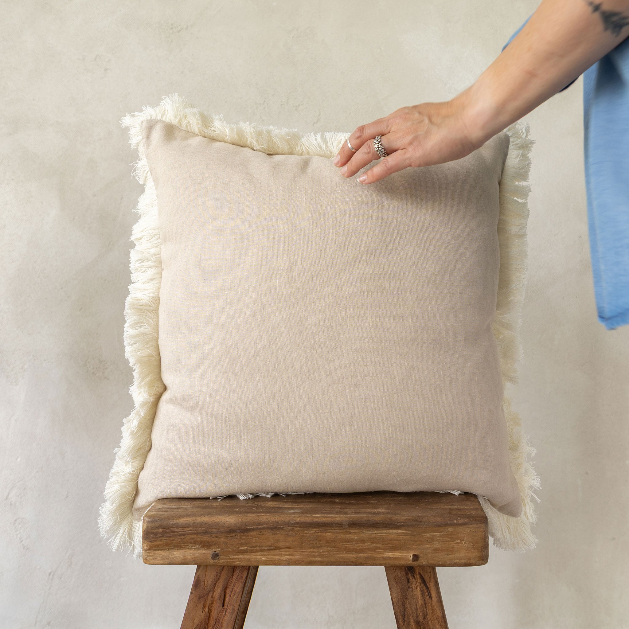 Linen Fringe Pillow Cover