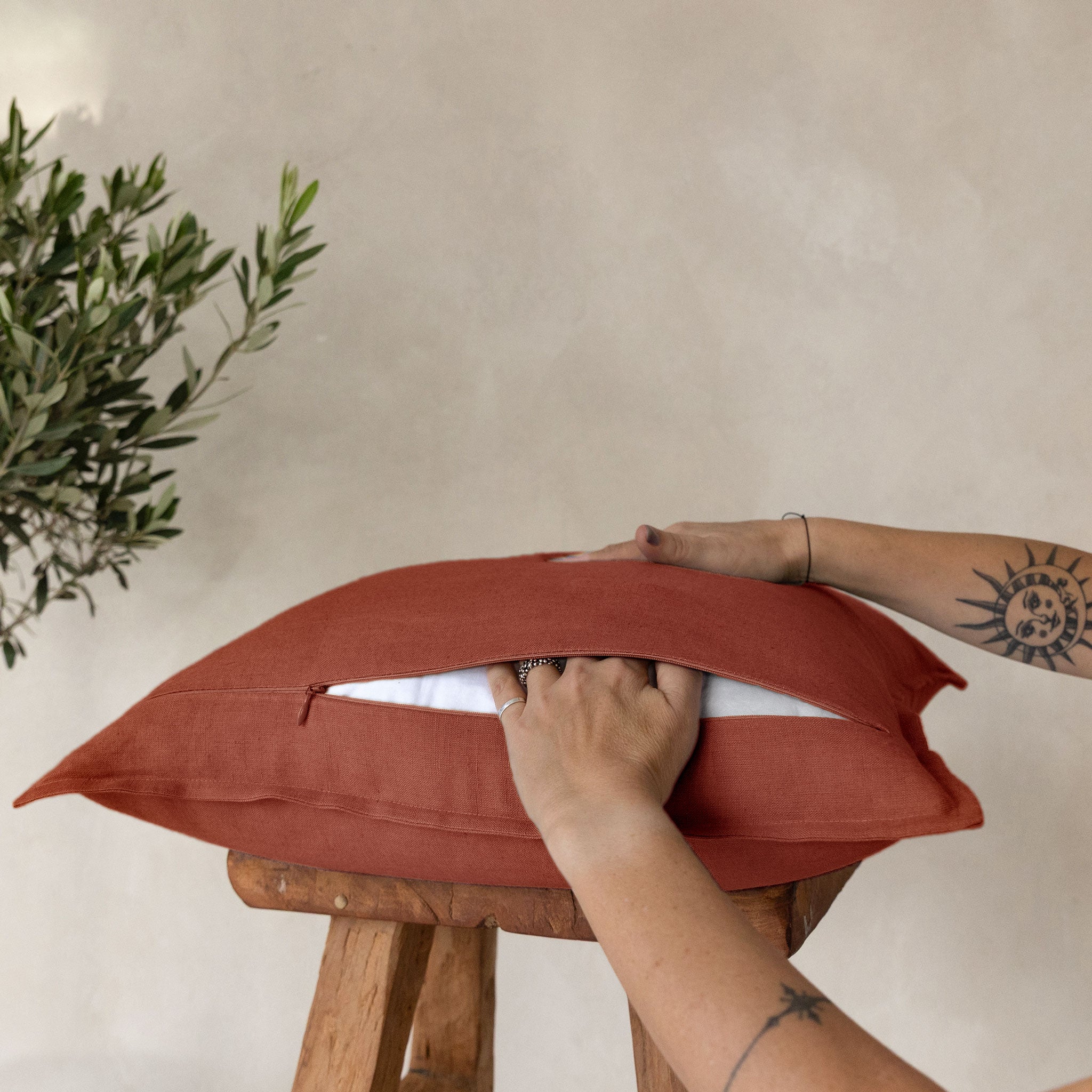 Linen pillow cover Burnt orange