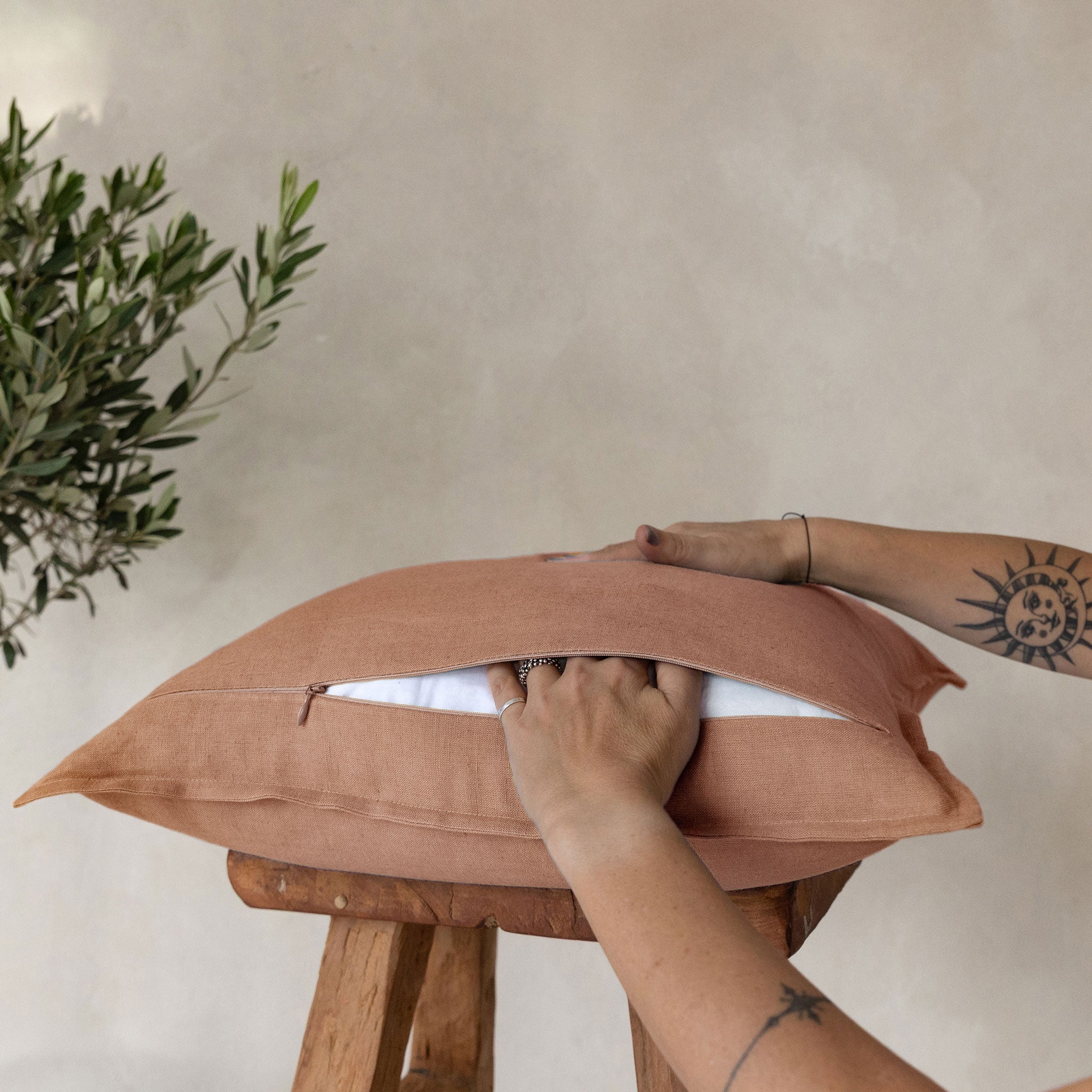 Linen pillow cover Camel