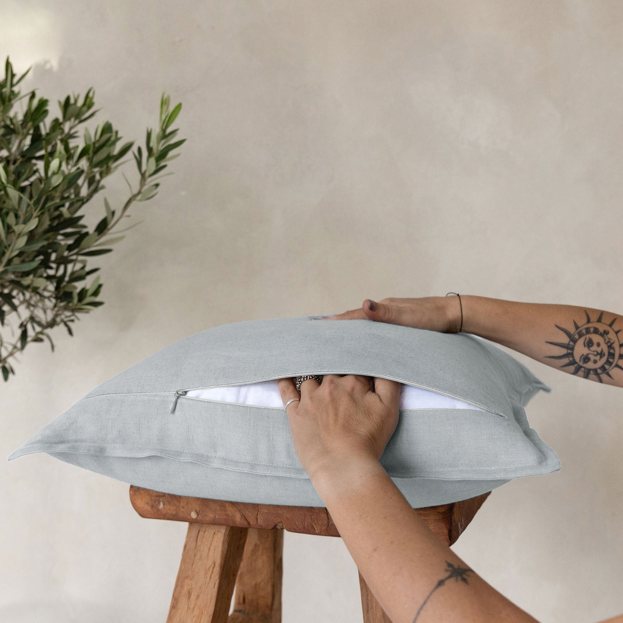 Linen pillow cover Dove grey