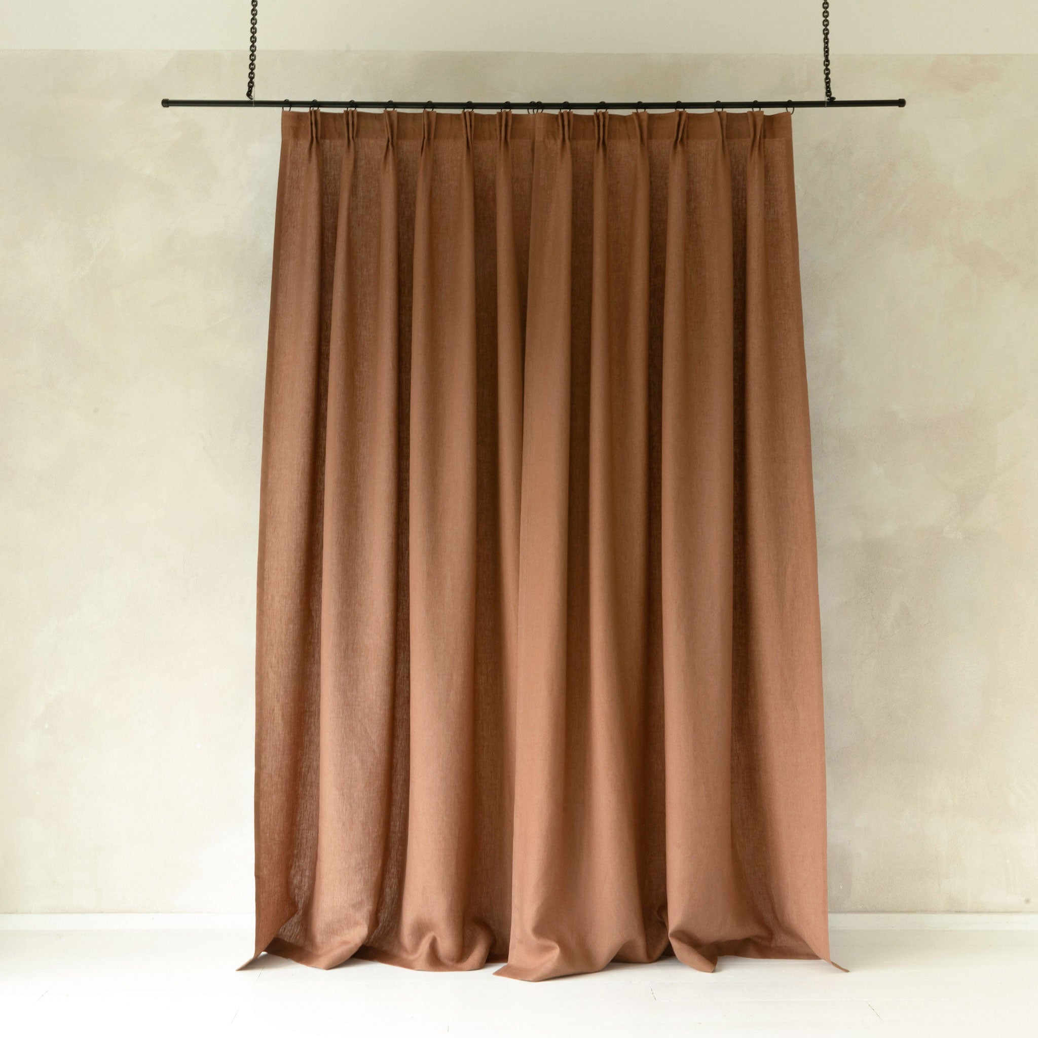 Pinch pleat linen curtain panel