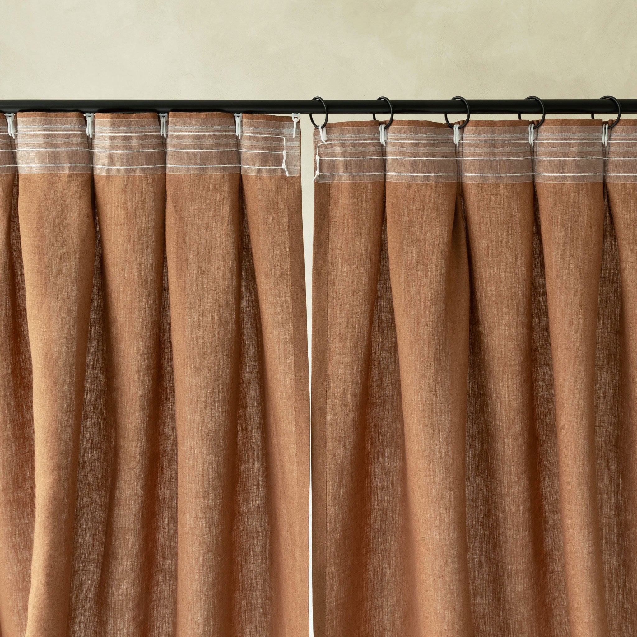 Pinch pleat linen curtain panel