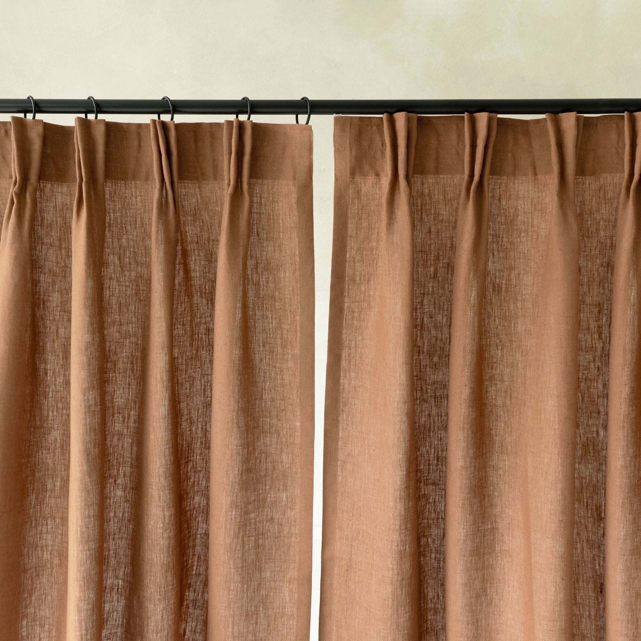 Pinch pleat linen curtain panel