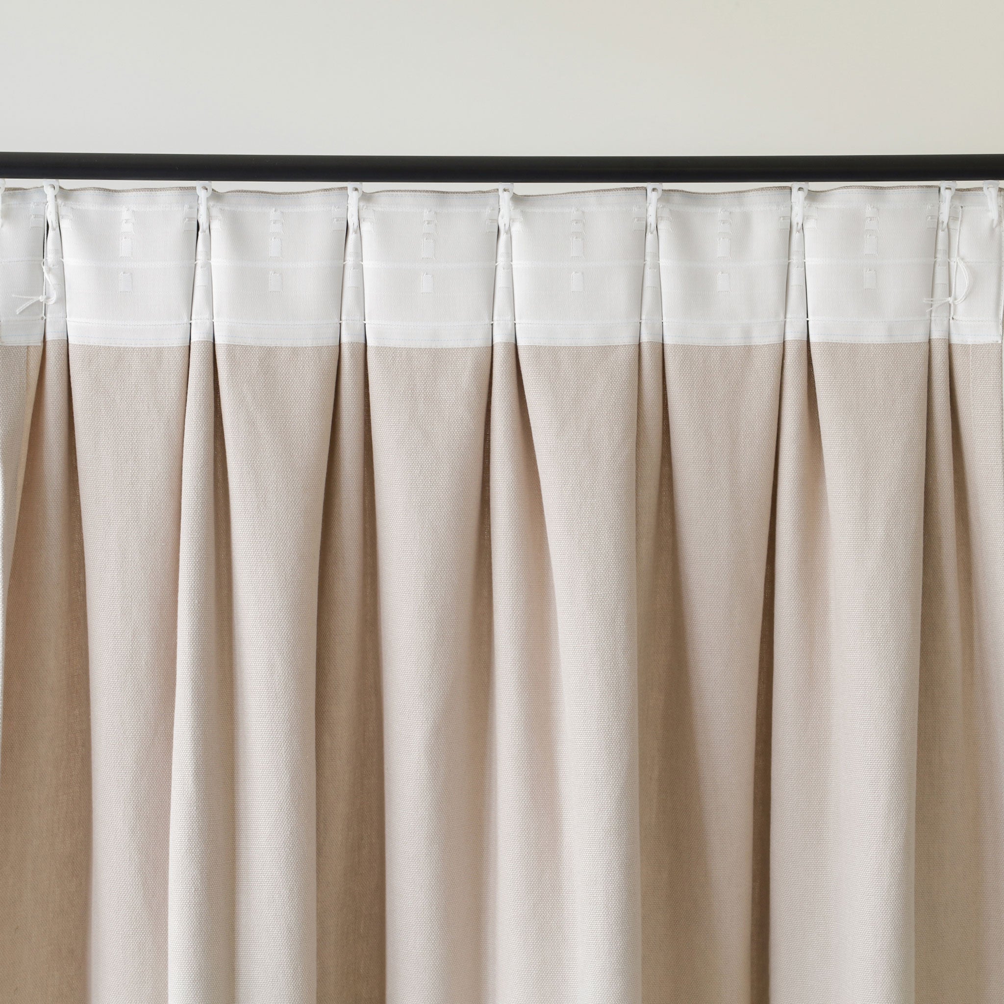 Heavy linen top tack pleat curtain panel