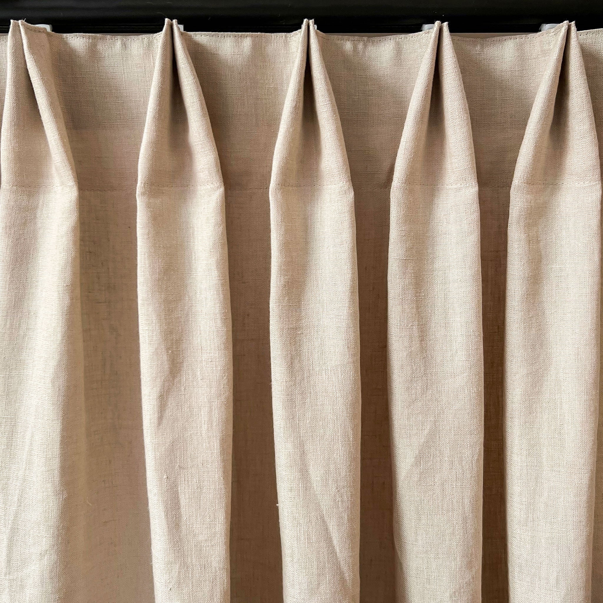 Top tack pleat linen curtain panel