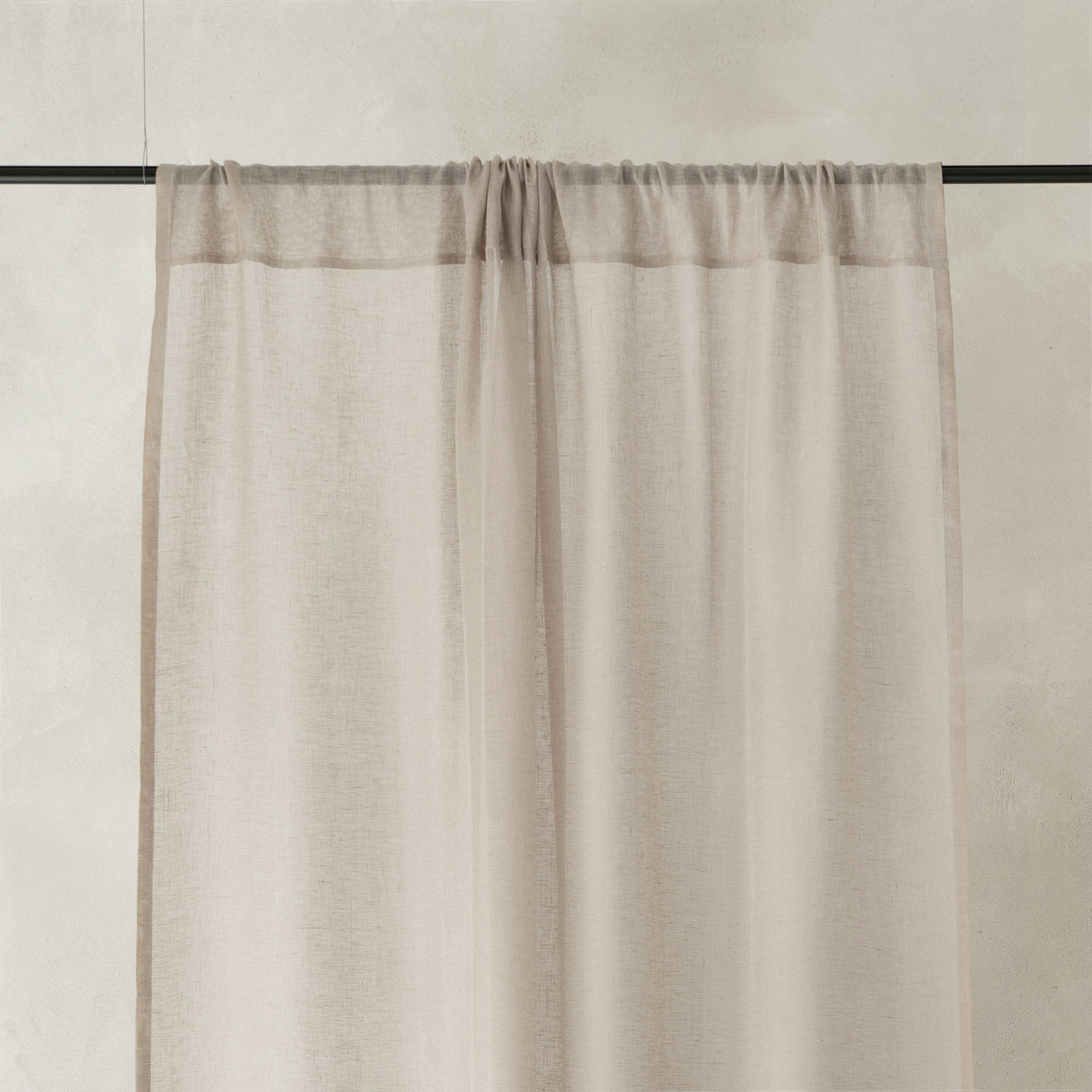Sheer Linen Curtain Rod Pocket - Natural Tan