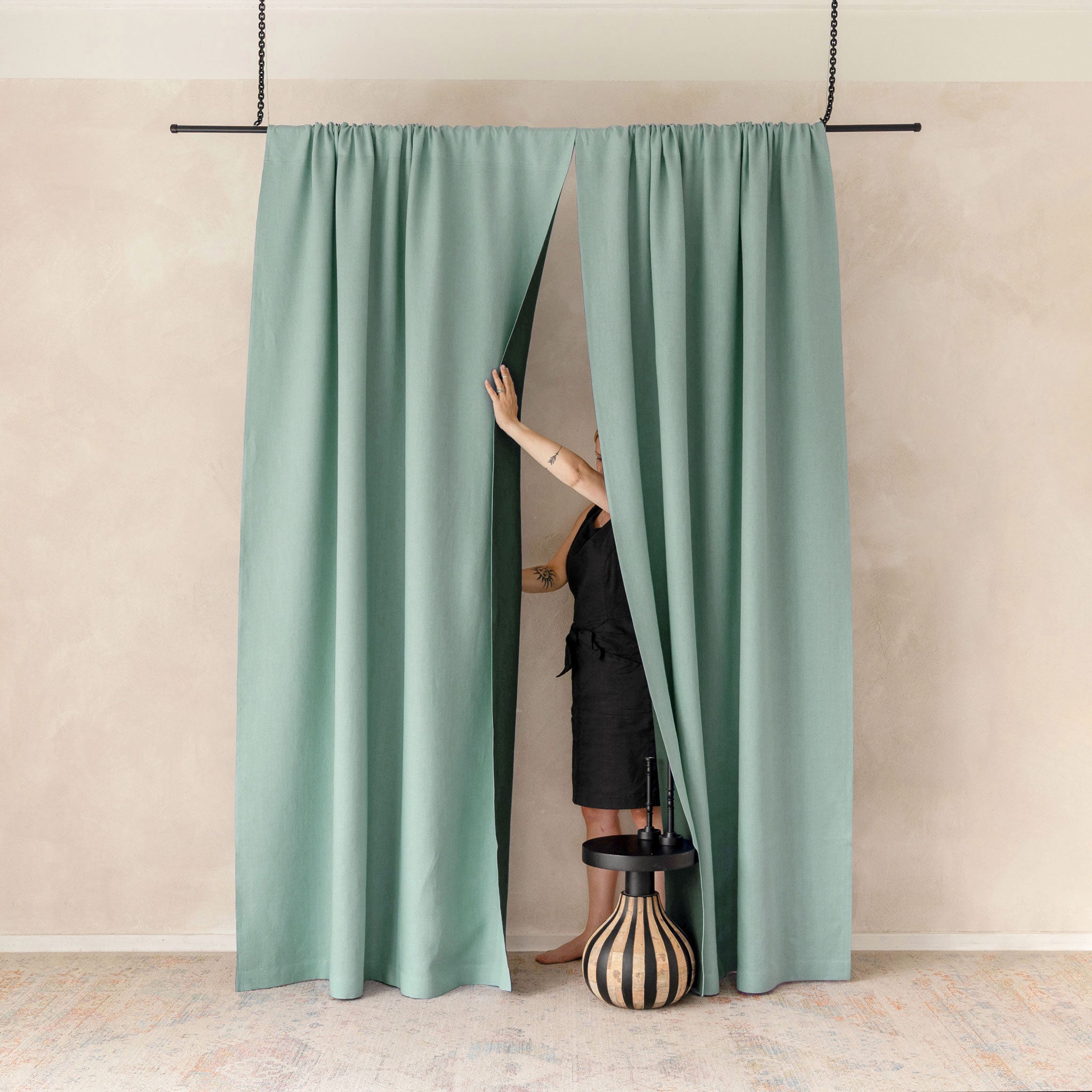 Linen Room Divider Curtain with Rod Pocket