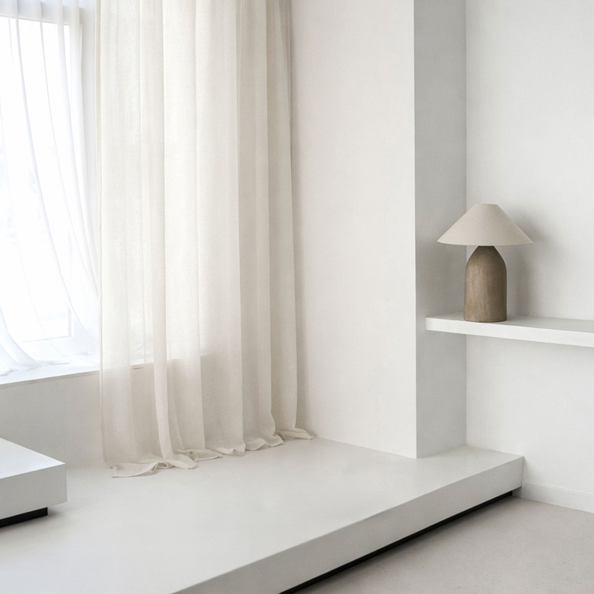 Sheer Linen Curtain Rod Pocket - Off white