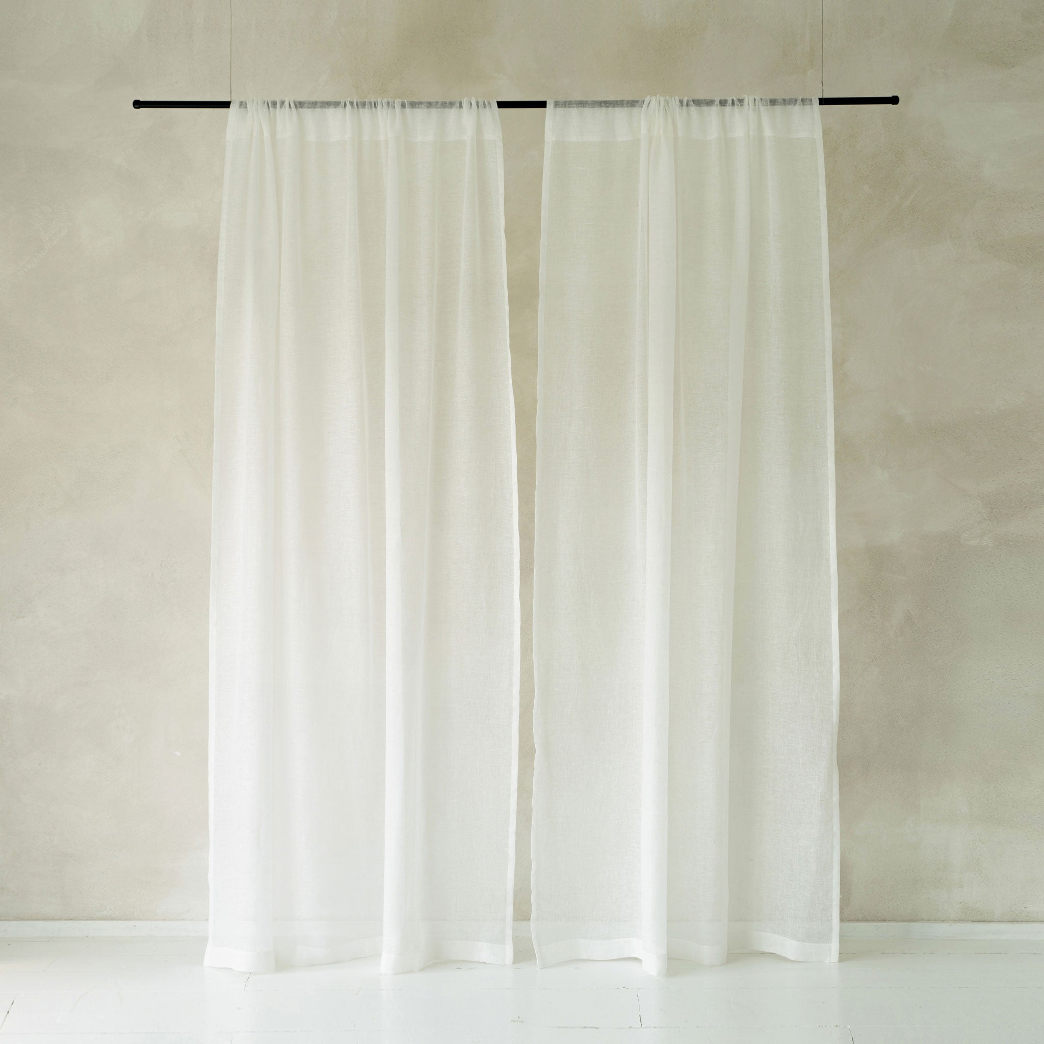 Sheer Linen Curtain Rod Pocket - Off white