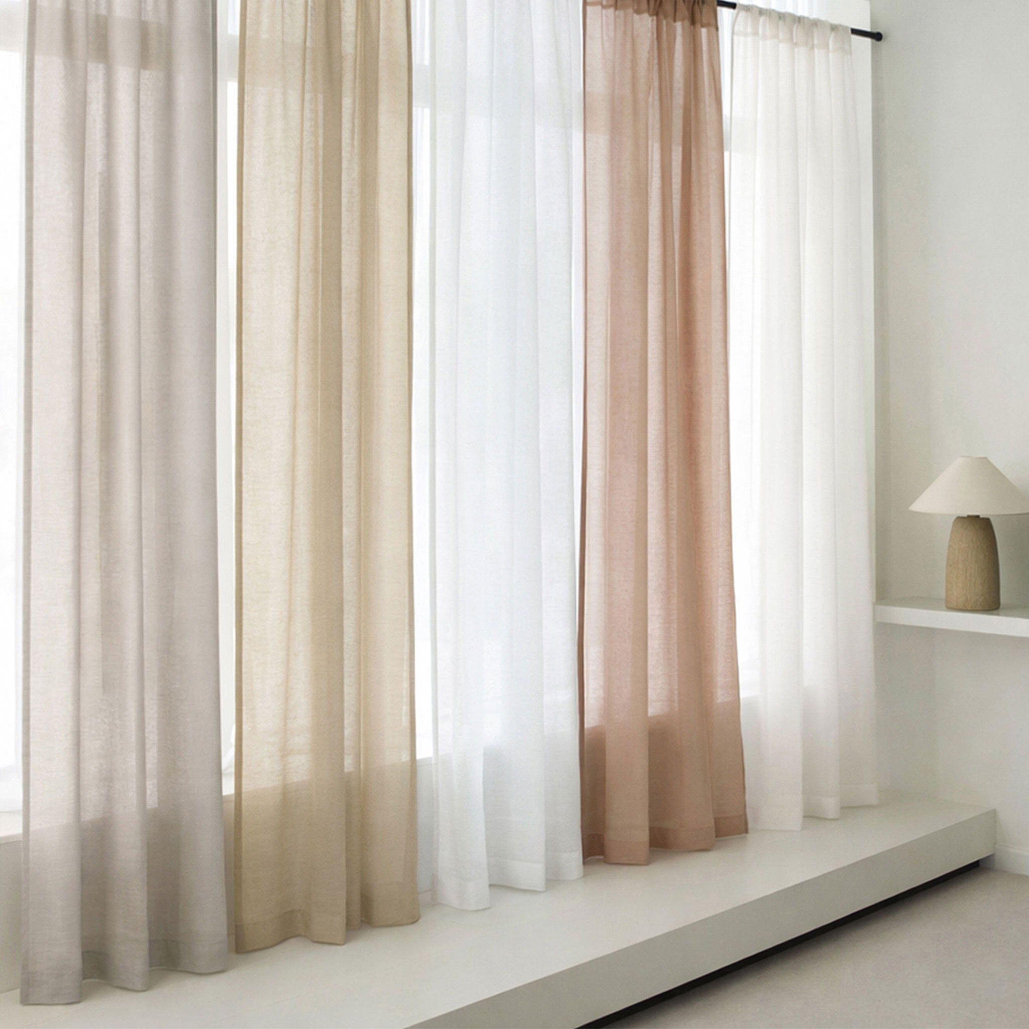 Sheer Linen Curtain with Rod Pocket - Oatmeal