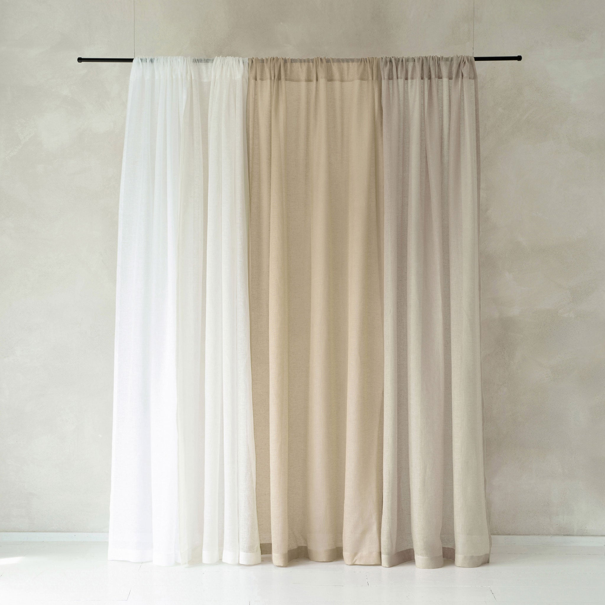 Sheer Linen Curtain with Rod Pocket - Oatmeal