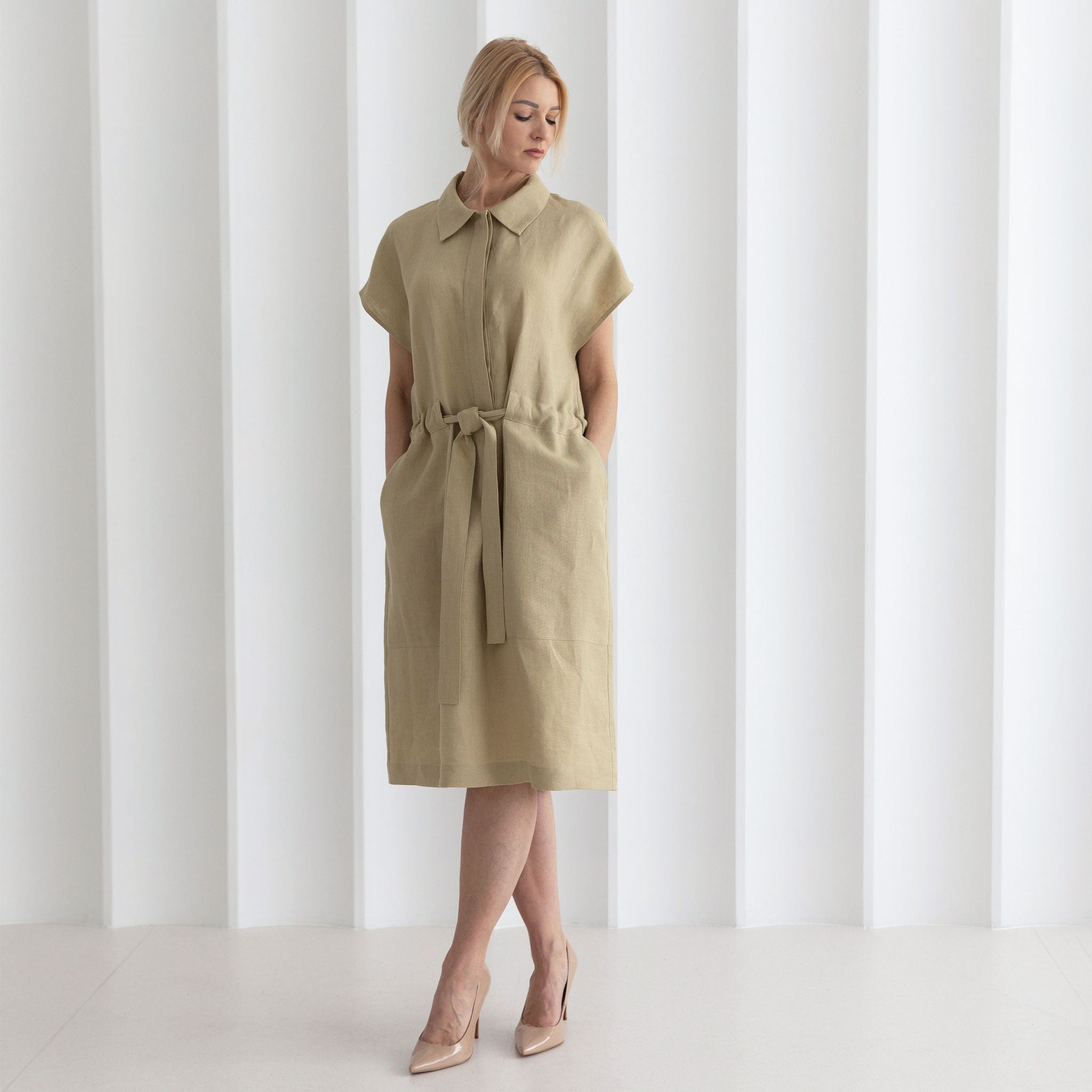Linen shirt dress